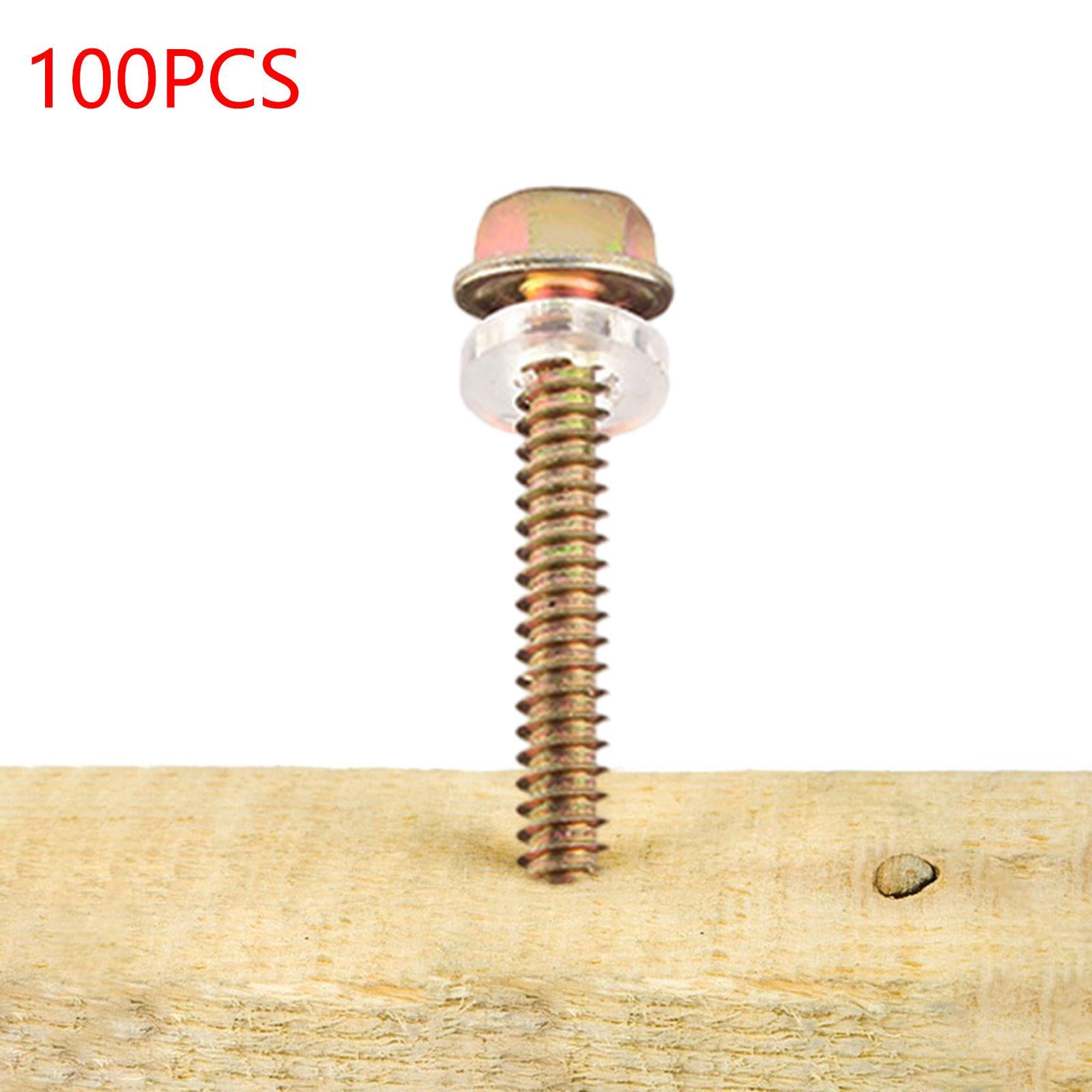 100 Pieces Hex Washer Head Self Drilling Screws Assembly Self Tapping Screws 5.5x50mm