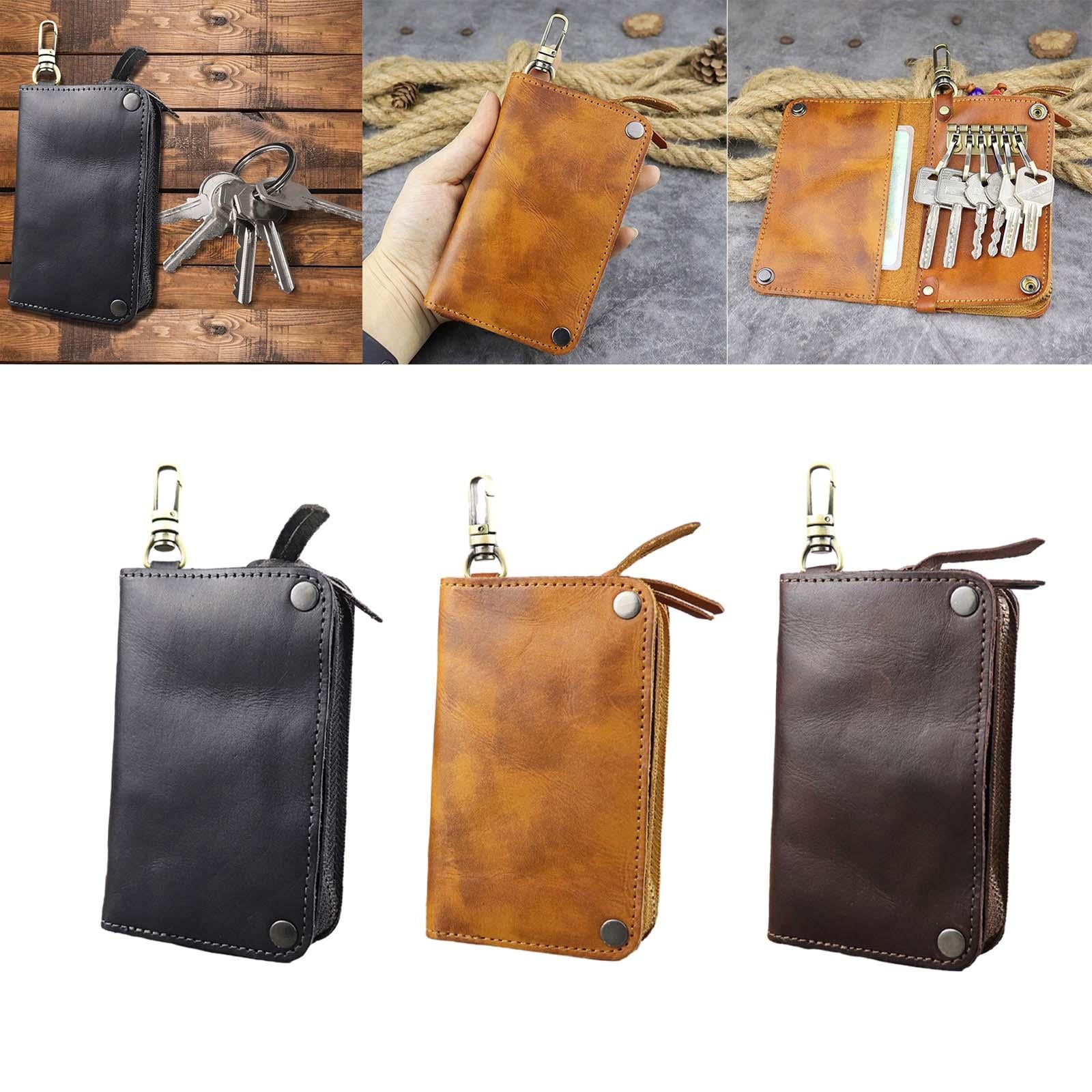 Car Key Wallet PU Leather with 6 Hooks Key Bag Key Organizer Pouch Men Gifts Black