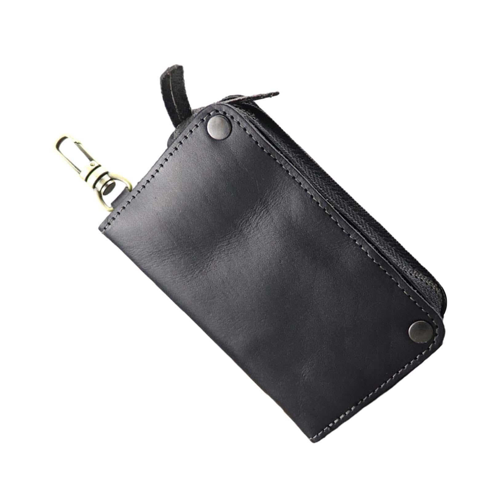 Car Key Wallet PU Leather with 6 Hooks Key Bag Key Organizer Pouch Men Gifts Black