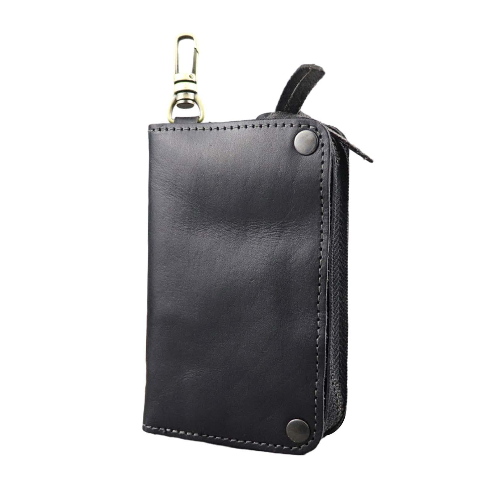 Car Key Wallet PU Leather with 6 Hooks Key Bag Key Organizer Pouch Men Gifts Black