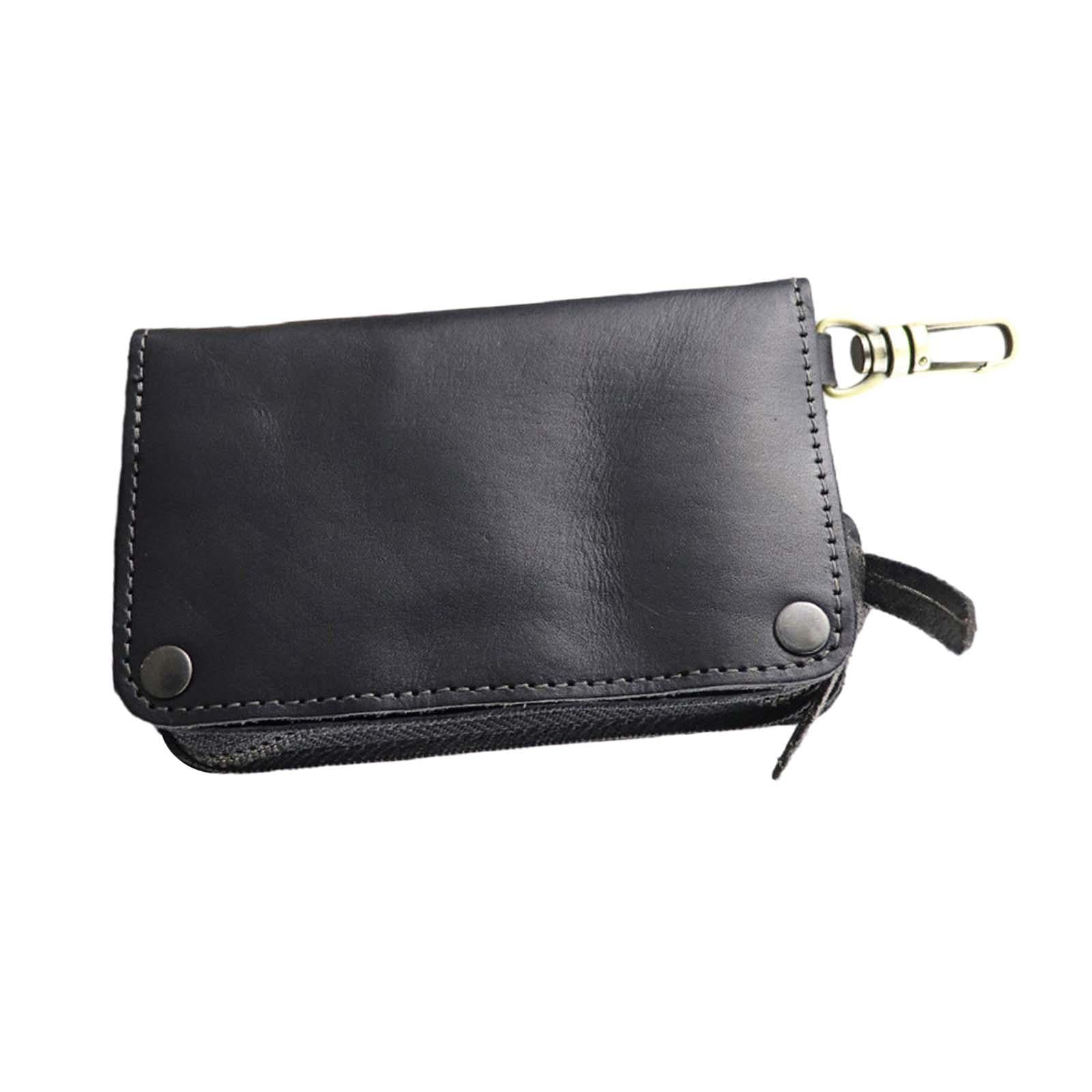 Car Key Wallet PU Leather with 6 Hooks Key Bag Key Organizer Pouch Men Gifts Black