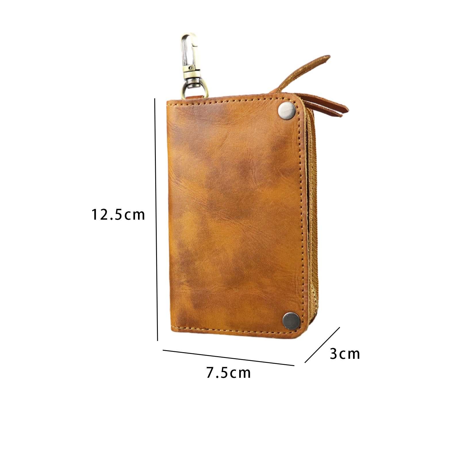 Car Key Wallet PU Leather with 6 Hooks Key Bag Key Organizer Pouch Men Gifts Brown