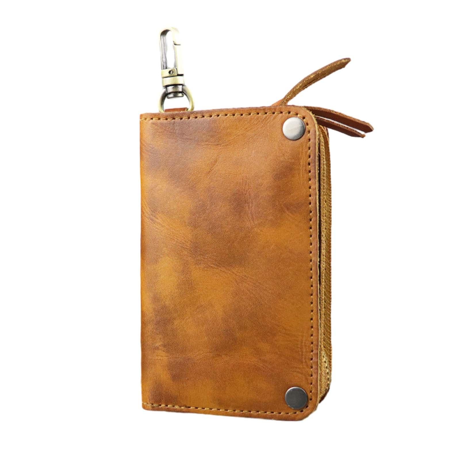 Car Key Wallet PU Leather with 6 Hooks Key Bag Key Organizer Pouch Men Gifts Brown