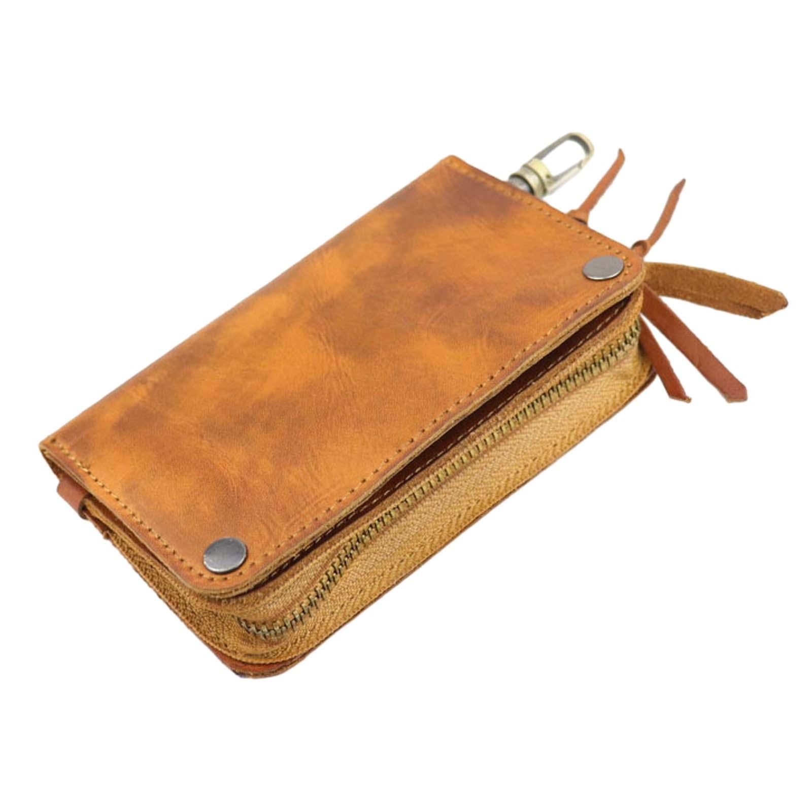 Car Key Wallet PU Leather with 6 Hooks Key Bag Key Organizer Pouch Men Gifts Brown