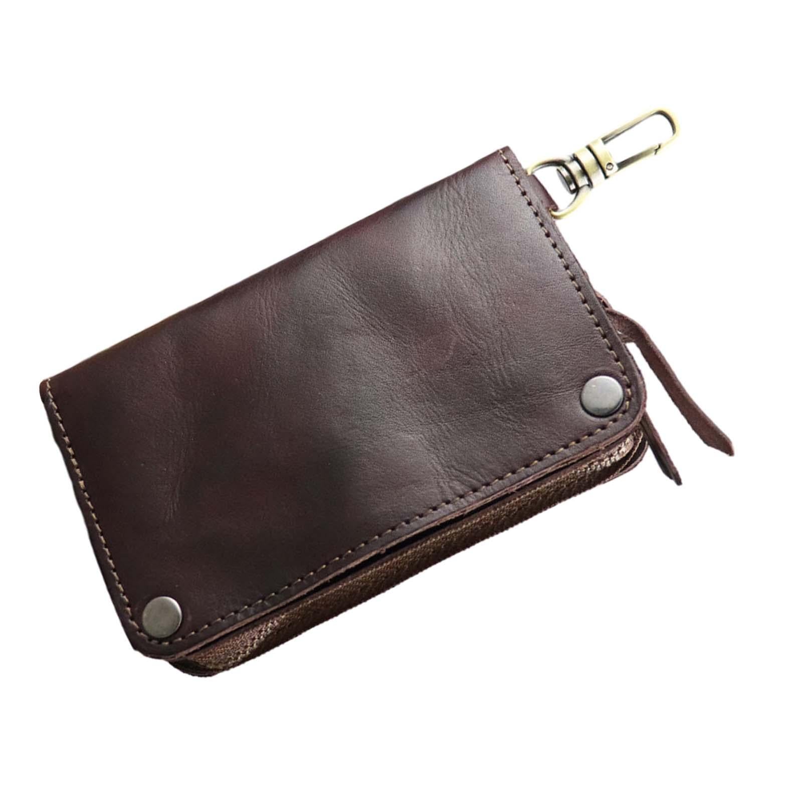 Car Key Wallet PU Leather with 6 Hooks Key Bag Key Organizer Pouch Men Gifts Coffee