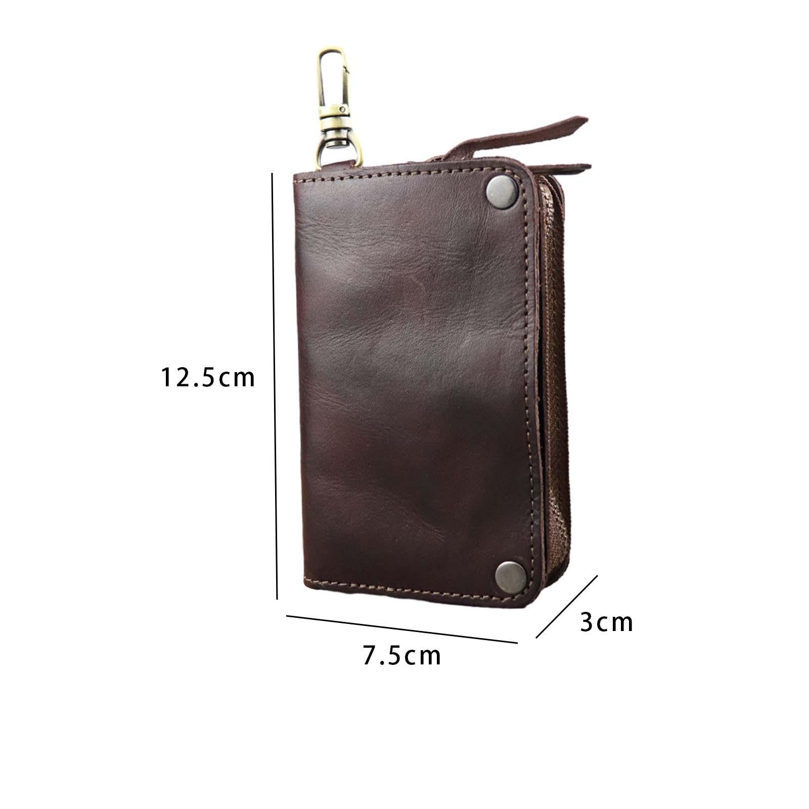 Car Key Wallet PU Leather with 6 Hooks Key Bag Key Organizer Pouch Men Gifts Coffee