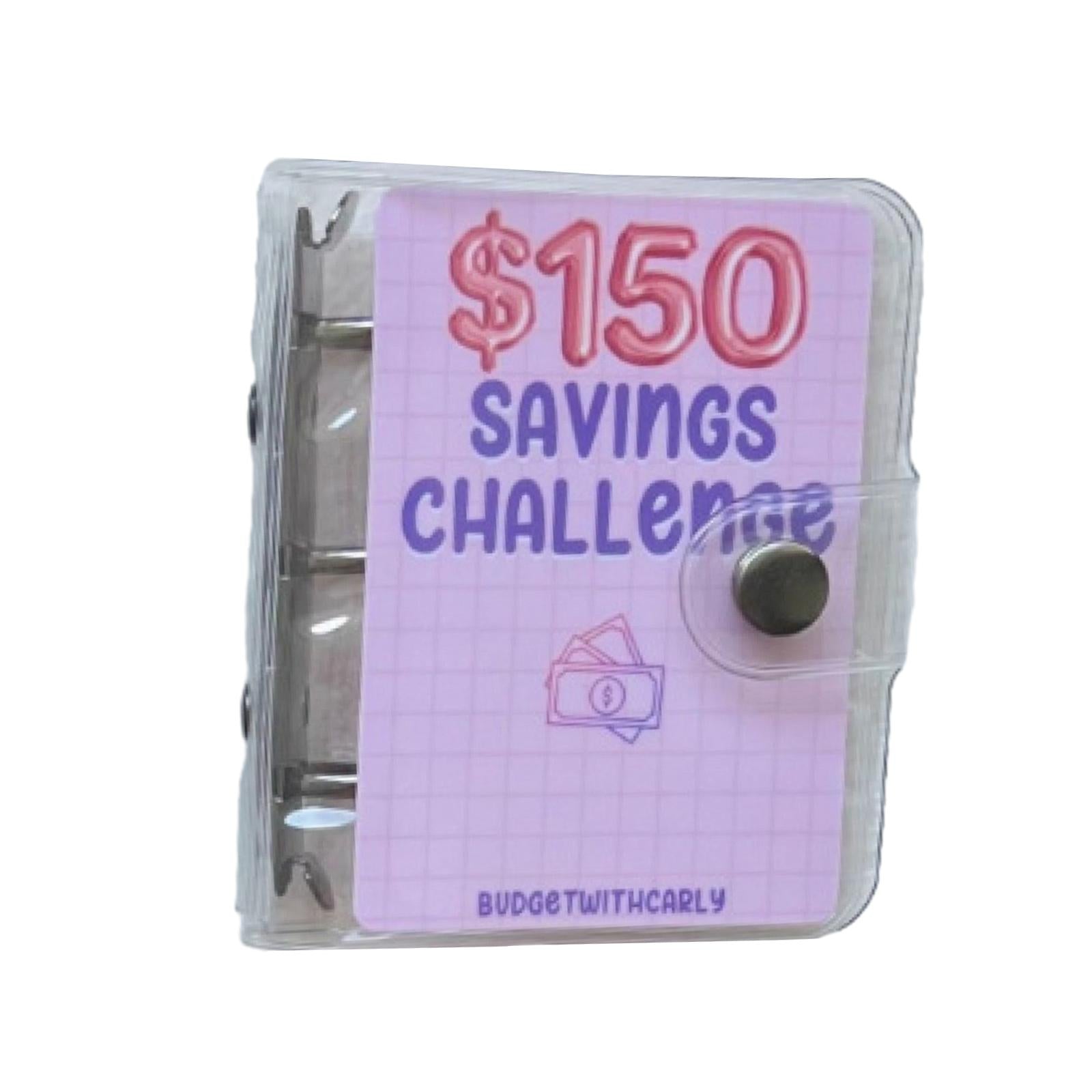 Clear Round Ring Binder Budgeting Planner 10x9cm Durable with Cash Envelopes 150