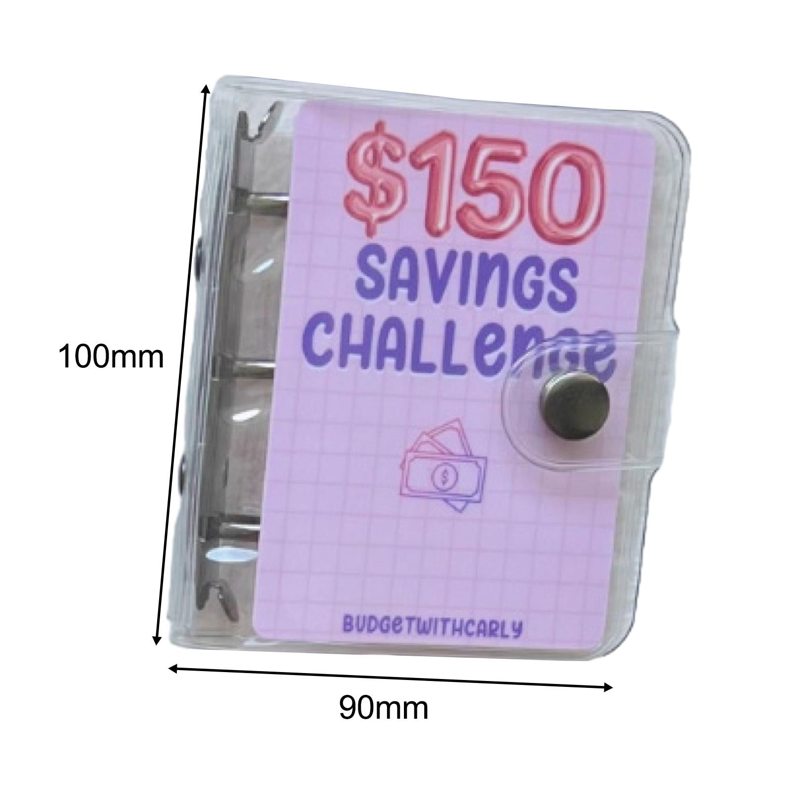 Clear Round Ring Binder Budgeting Planner 10x9cm Durable with Cash Envelopes 150