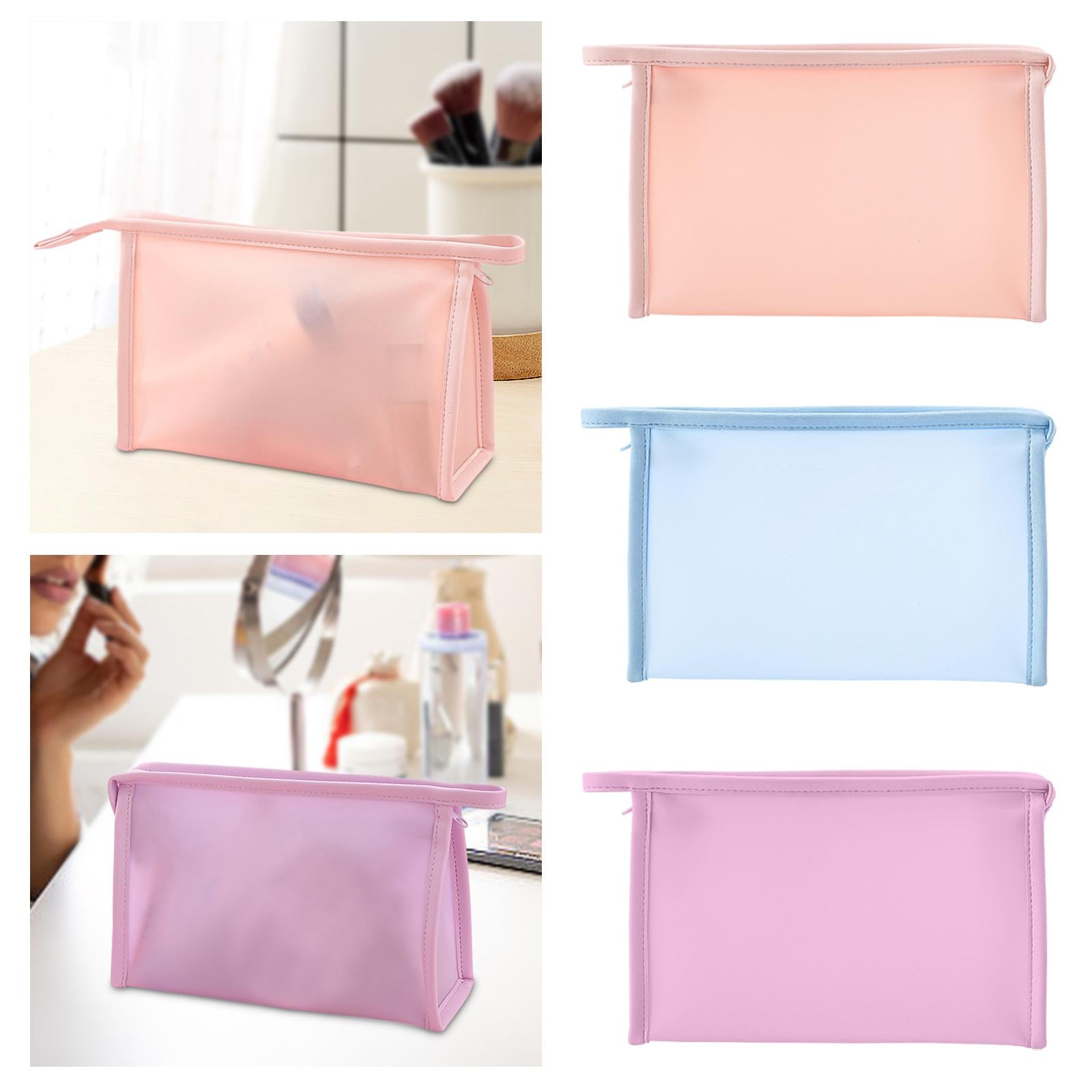 PVC Waterproof Makeup Bag Portable Bag for Vacation Business Trip Essentials Pink