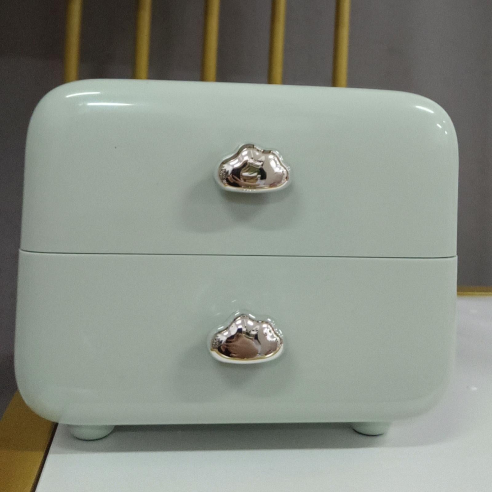 Pen Holder with 2 Drawer Desk Stationery Box for Desktop Office Supplies Green