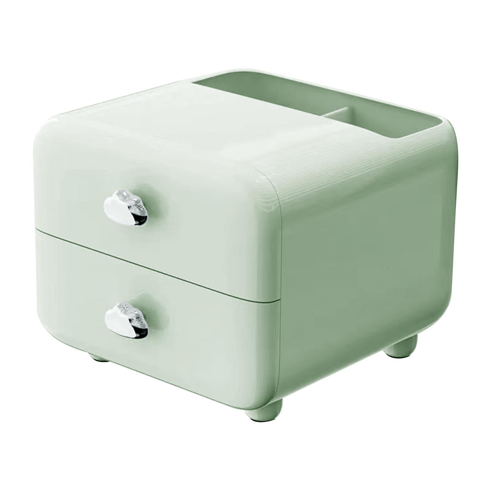 Pen Holder with 2 Drawer Desk Stationery Box for Desktop Office Supplies Green