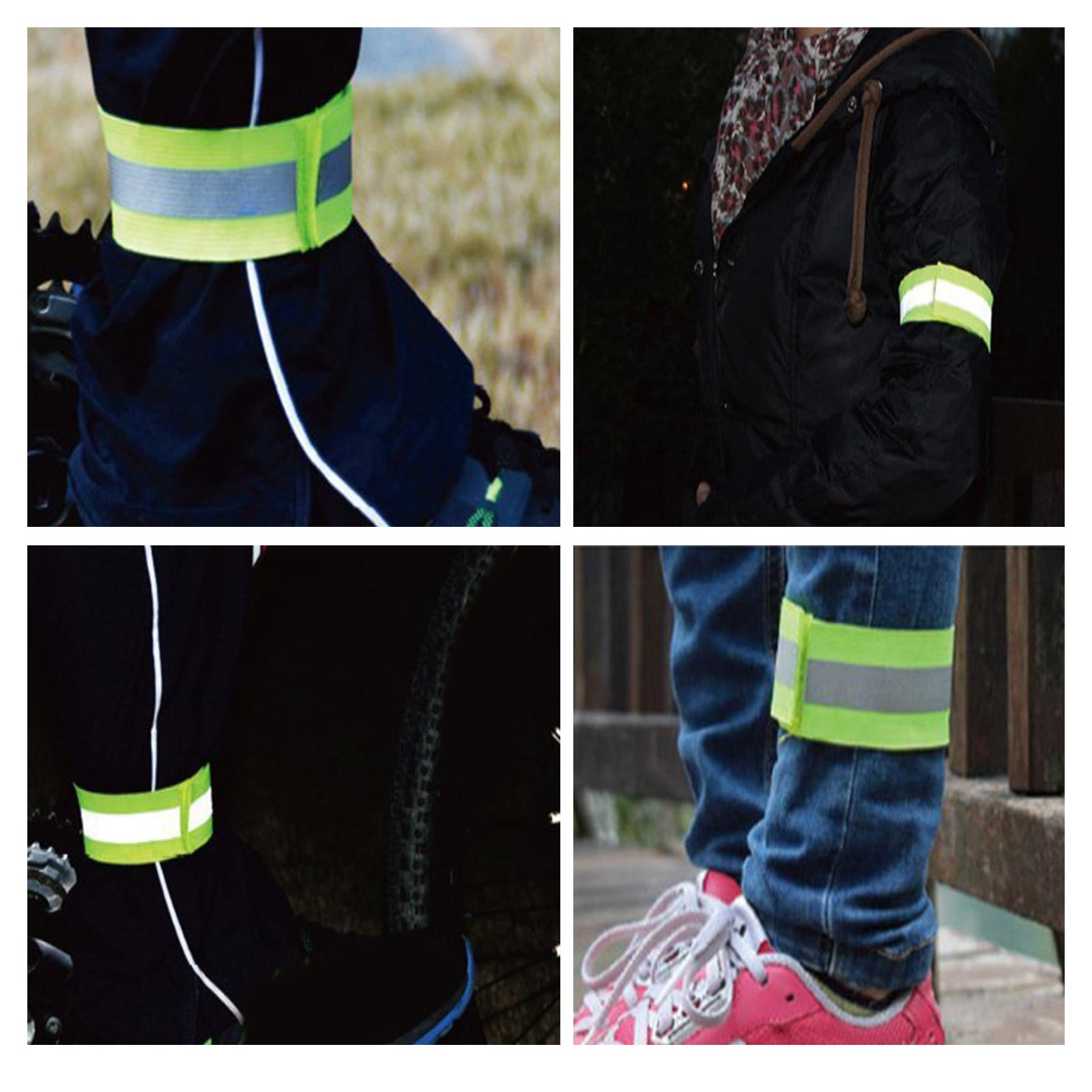 2xReflective Bands Adjustable Safety Reflector Tape Straps for Arm Leg Jogging