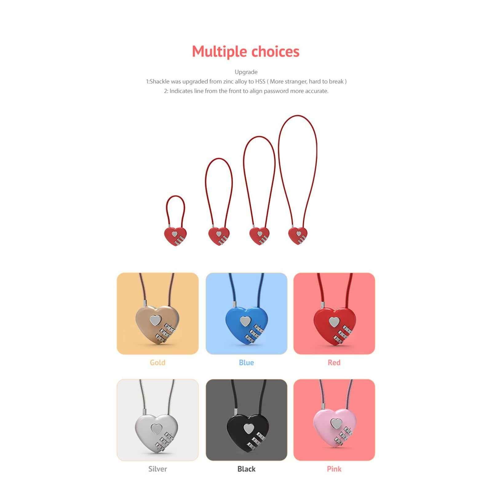 Love Lock Heart Padlock Small Metal Heart Shaped Padlock for Valentine's Day Gold