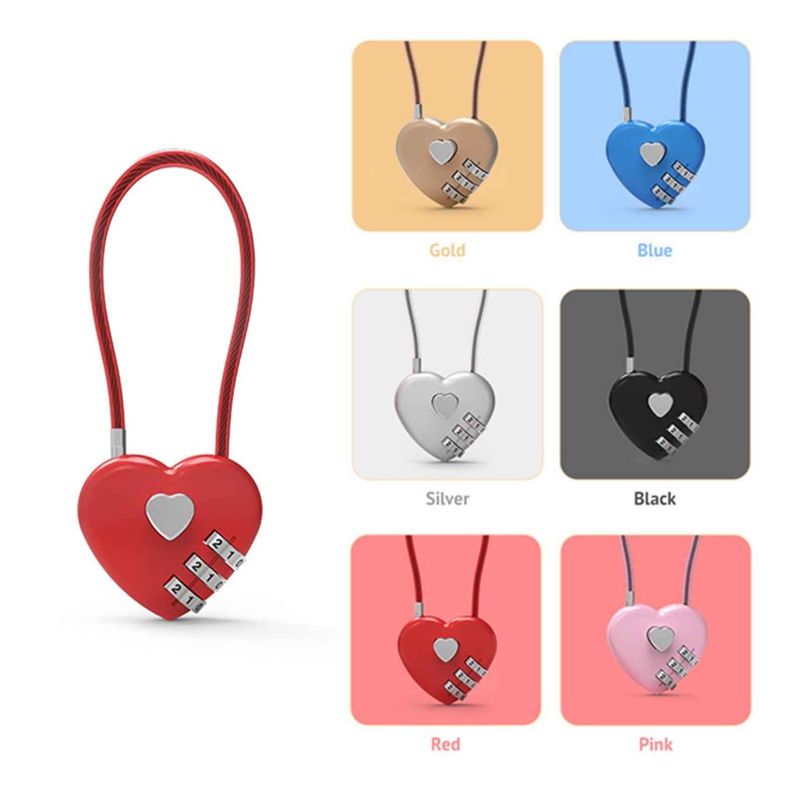 Love Lock Heart Padlock Small Metal Heart Shaped Padlock for Valentine's Day Gold