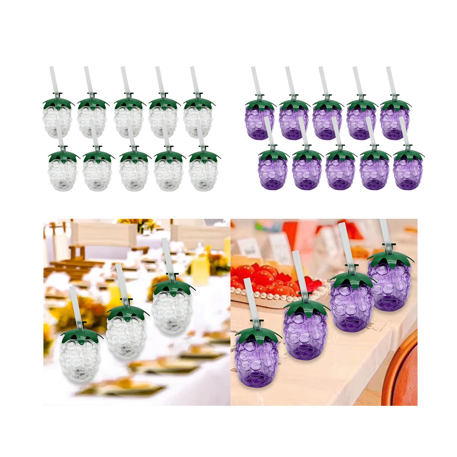 10x Grape Cups Water Milk Ice Coffee Cute Cold Resistant 500ml User Friendly Transparent