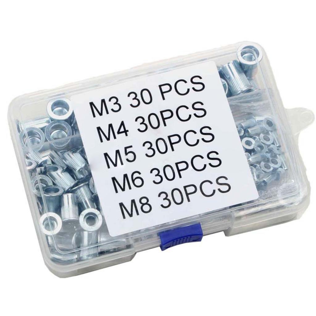 150Pcs Rivet Nut Tool Kit M3 M4 M5 M6 M8 for Automotive Furniture Decoration