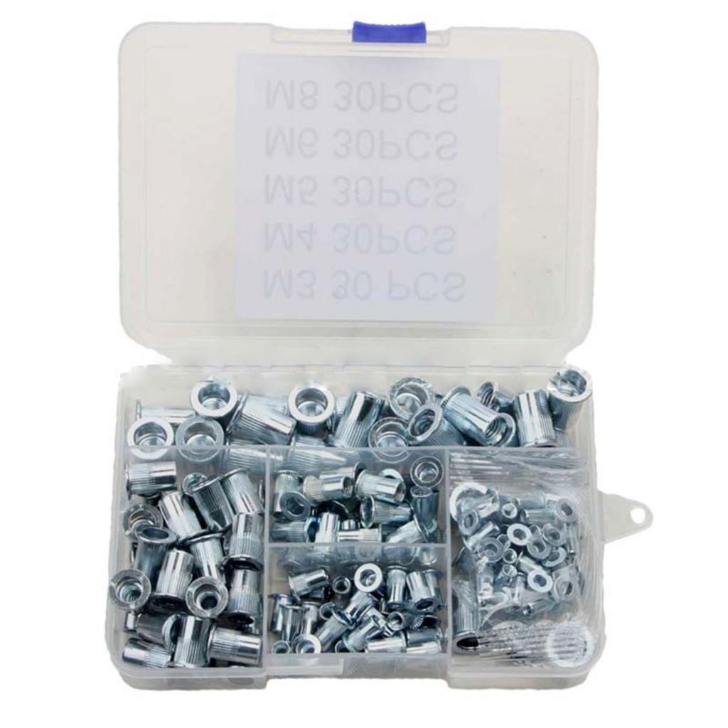 150Pcs Rivet Nut Tool Kit M3 M4 M5 M6 M8 for Automotive Furniture Decoration