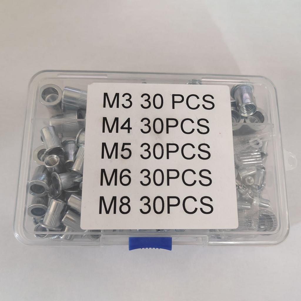 150Pcs Rivet Nut Tool Kit M3 M4 M5 M6 M8 for Automotive Furniture Decoration