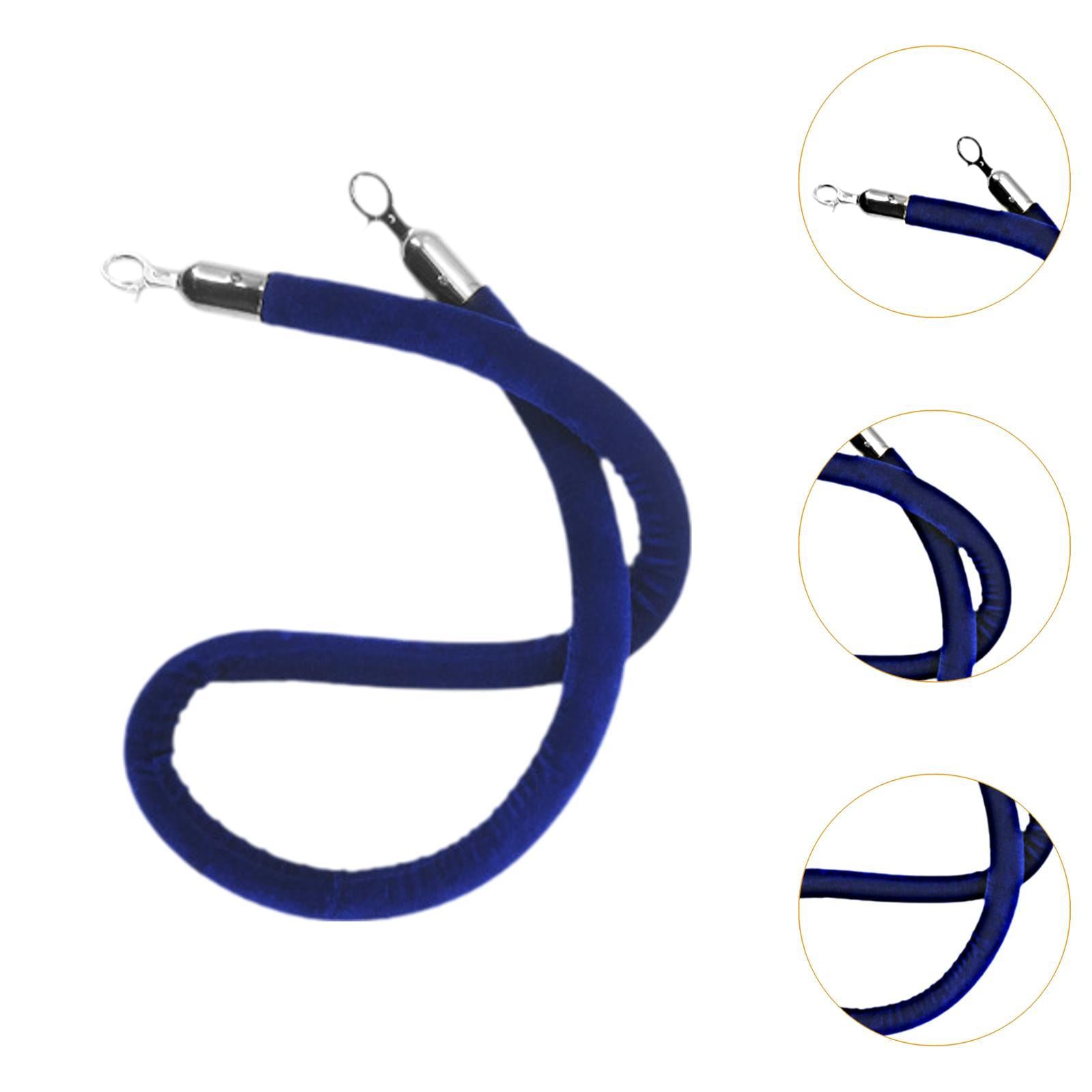 59inch Crowd Control Barrier Rope Stylish with Snap Hook for Queue Posts Silver Snap Hook