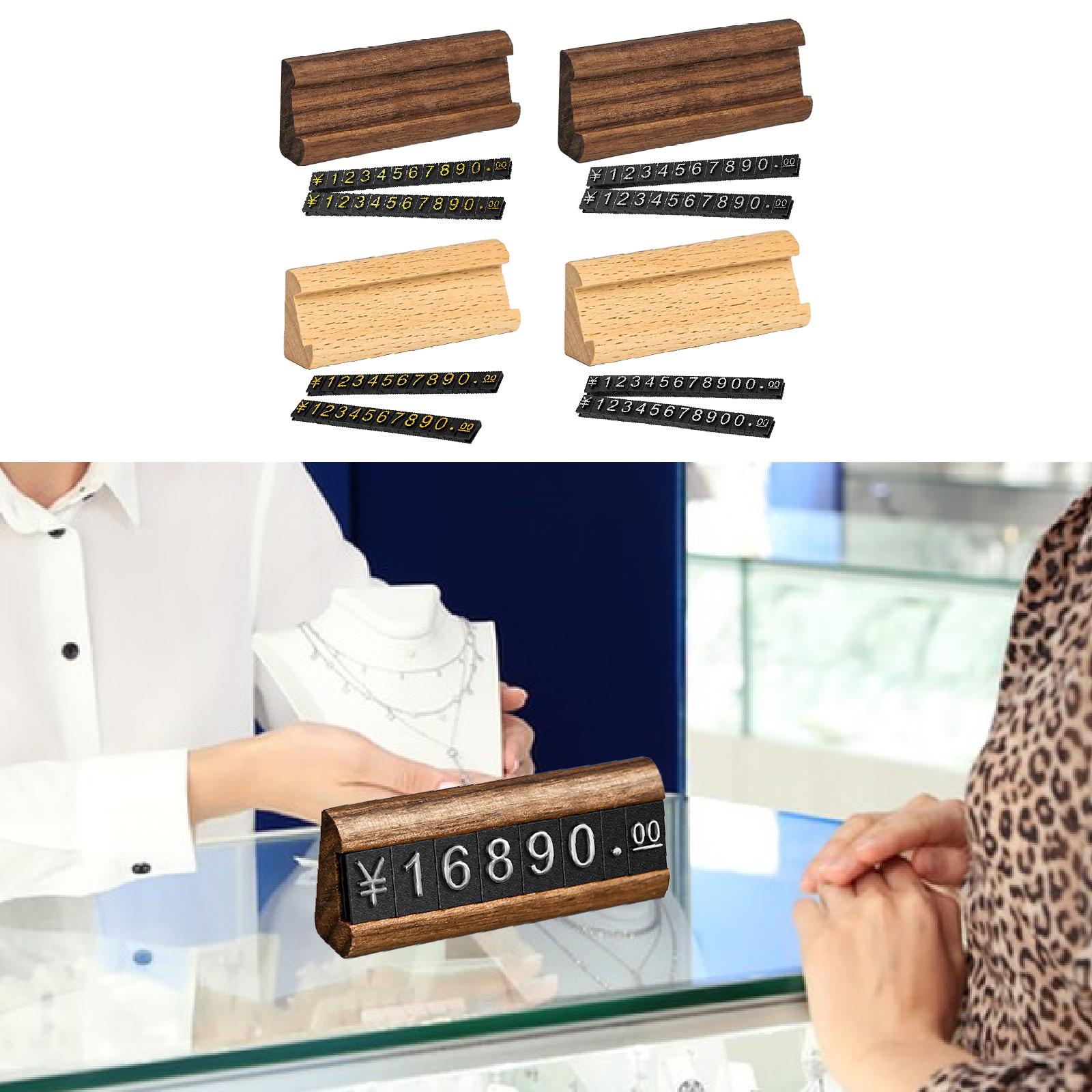 Wooden Display Stand Price Holder Counter Price Blocks Price Tags Adjustable Gold Brown