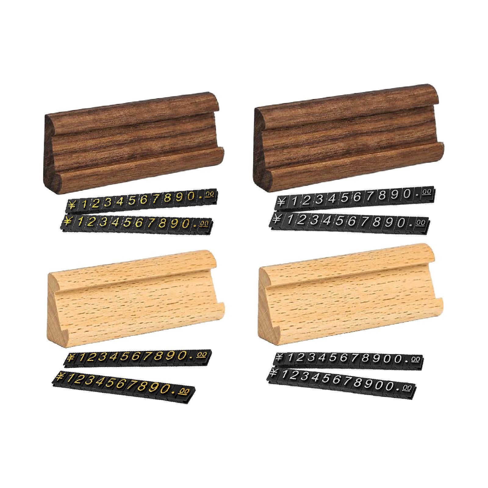 Wooden Display Stand Price Holder Counter Price Blocks Price Tags Adjustable Gold Brown