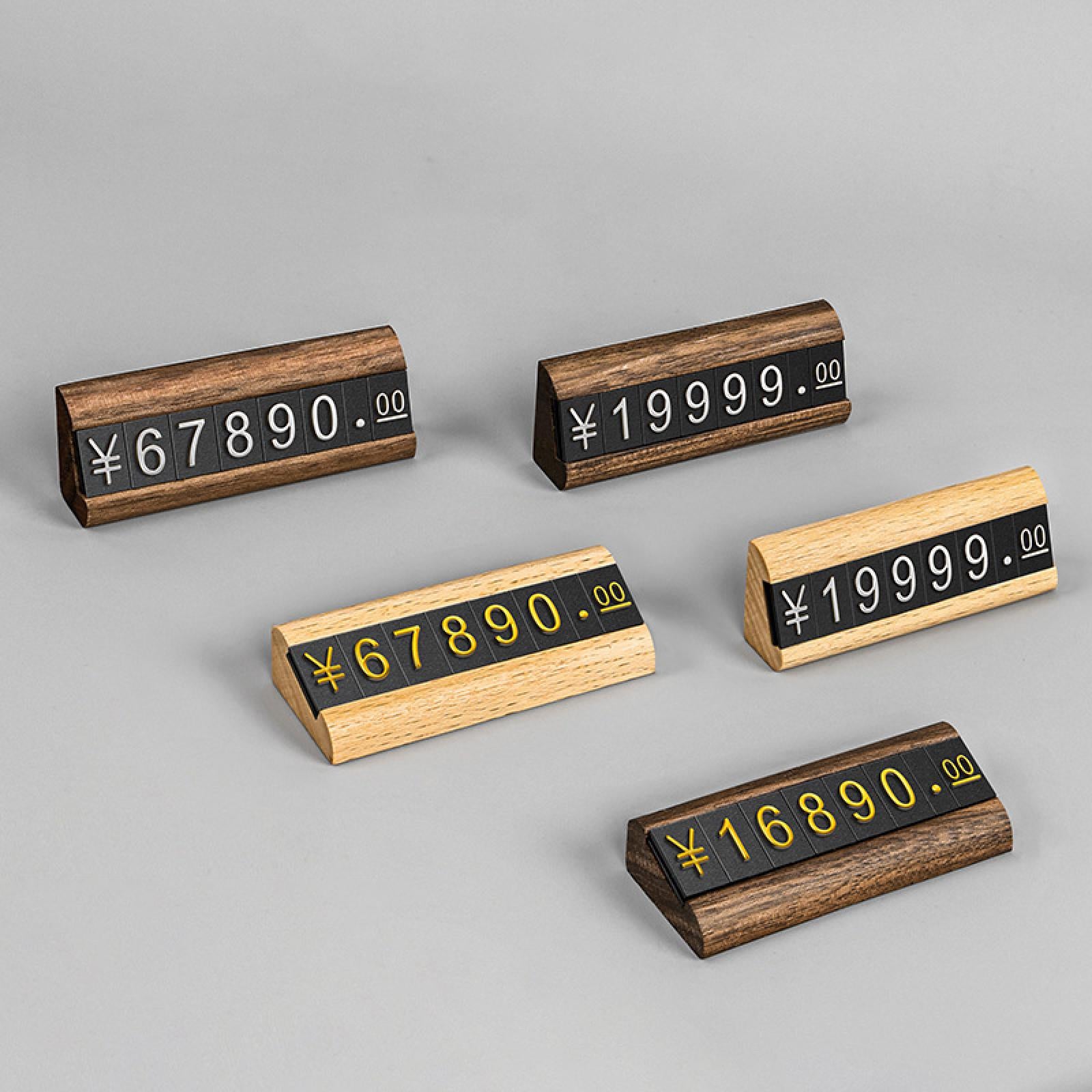 Wooden Display Stand Price Holder Counter Price Blocks Price Tags Adjustable Brown Argent