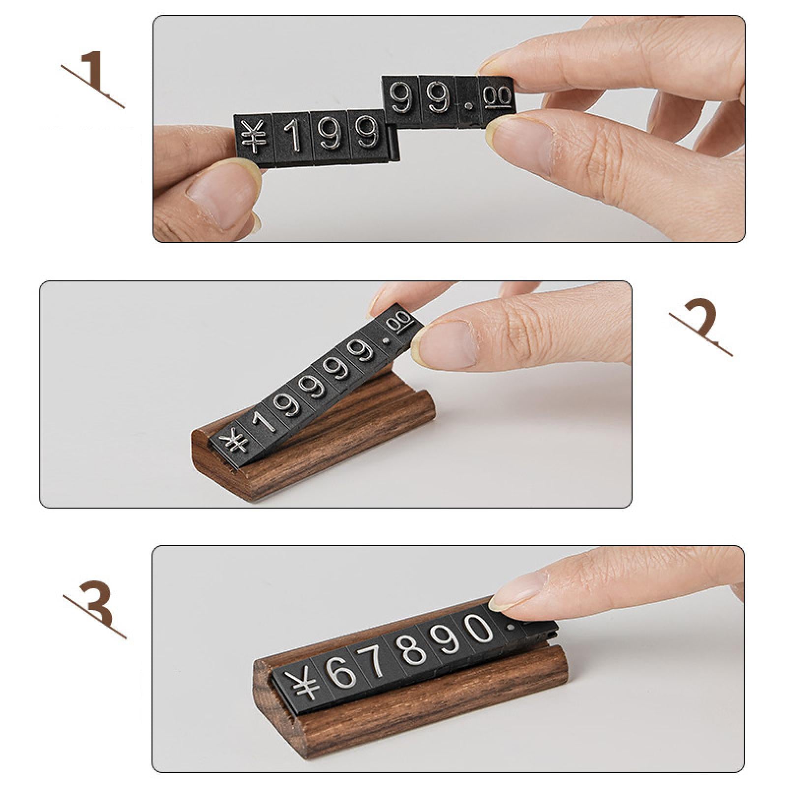 Wooden Display Stand Price Holder Counter Price Blocks Price Tags Adjustable Brown Argent