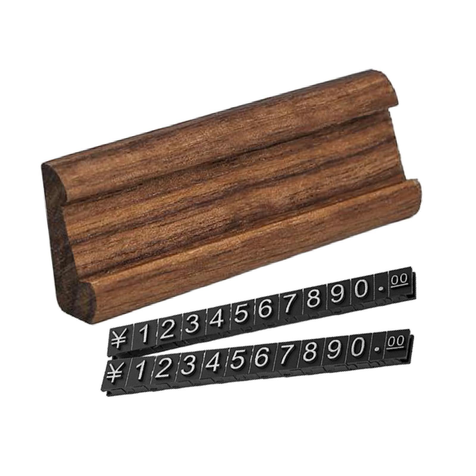 Wooden Display Stand Price Holder Counter Price Blocks Price Tags Adjustable Brown Argent