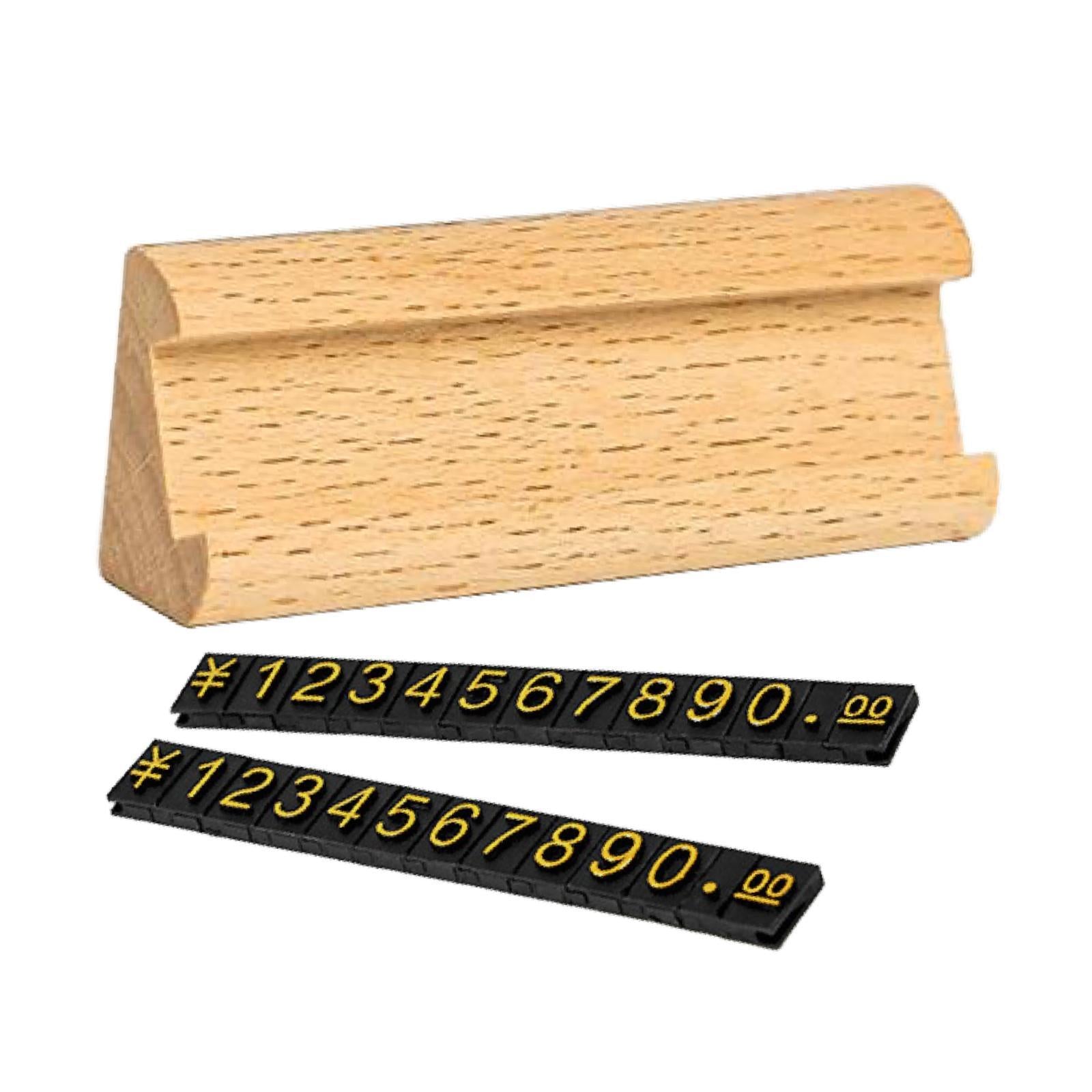 Wooden Display Stand Price Holder Counter Price Blocks Price Tags Adjustable Light Yellow Gold