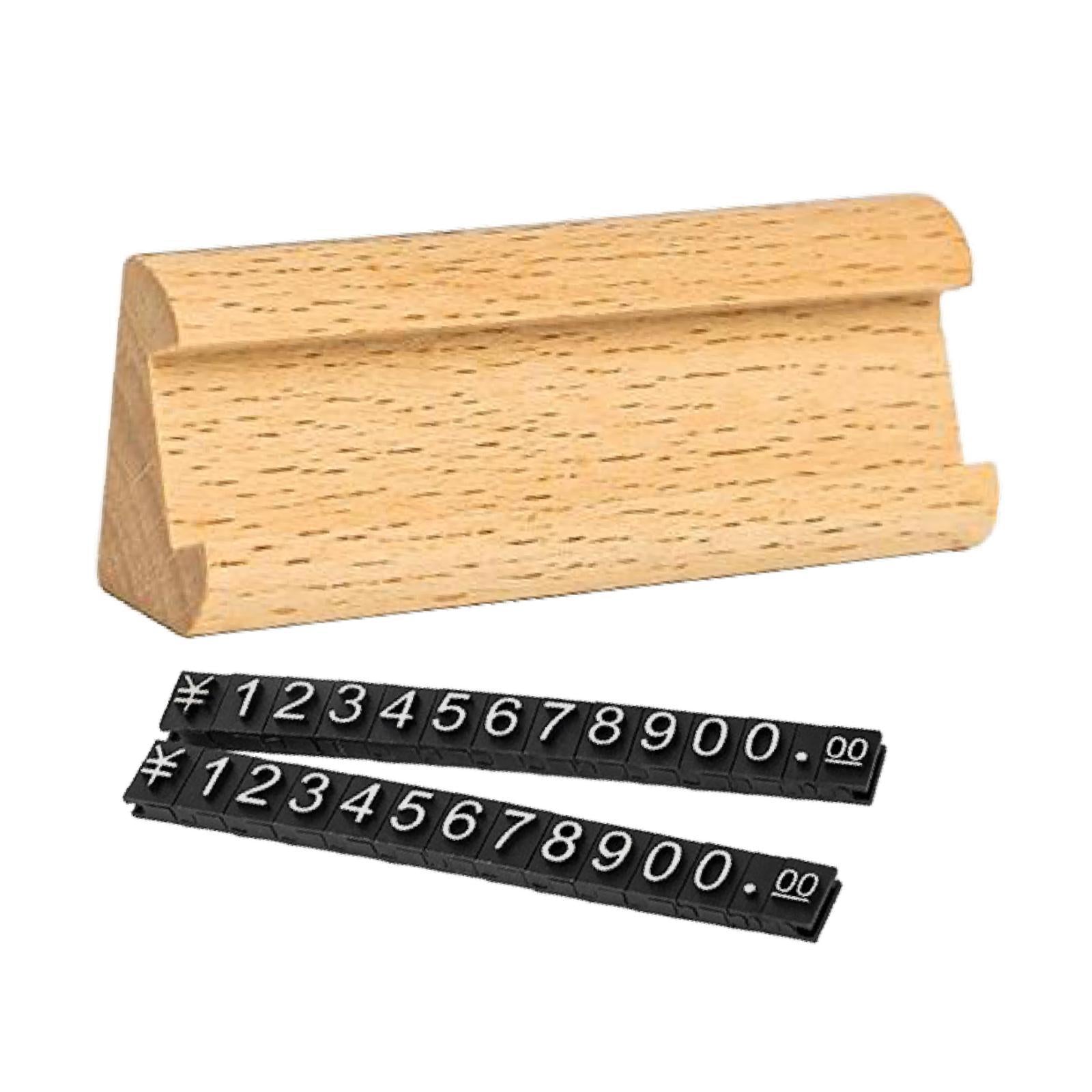 Wooden Display Stand Price Holder Counter Price Blocks Price Tags Adjustable Light Yellow Argent