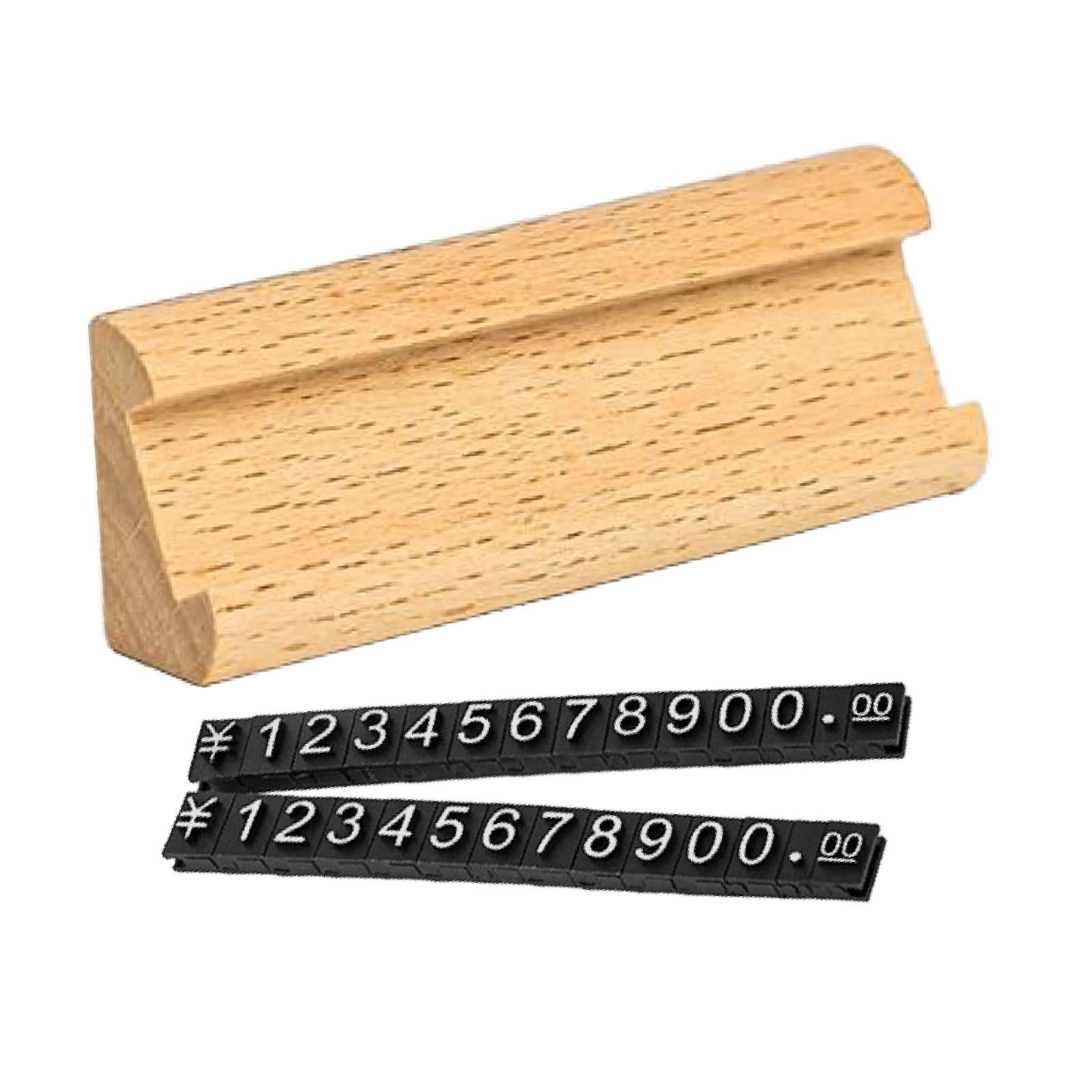 Wooden Display Stand Price Holder Counter Price Blocks Price Tags Adjustable Light Yellow Argent