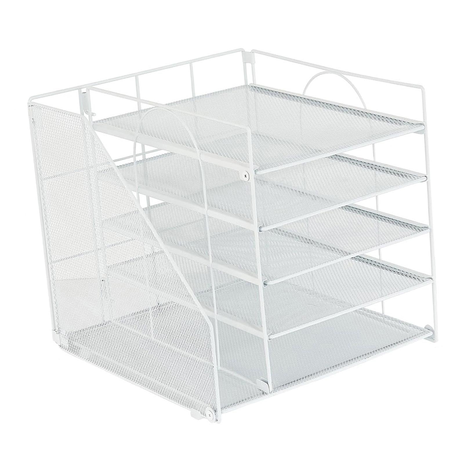 Desk File Organizer Practical Easy Access 5 Layer for School Study Classroom white