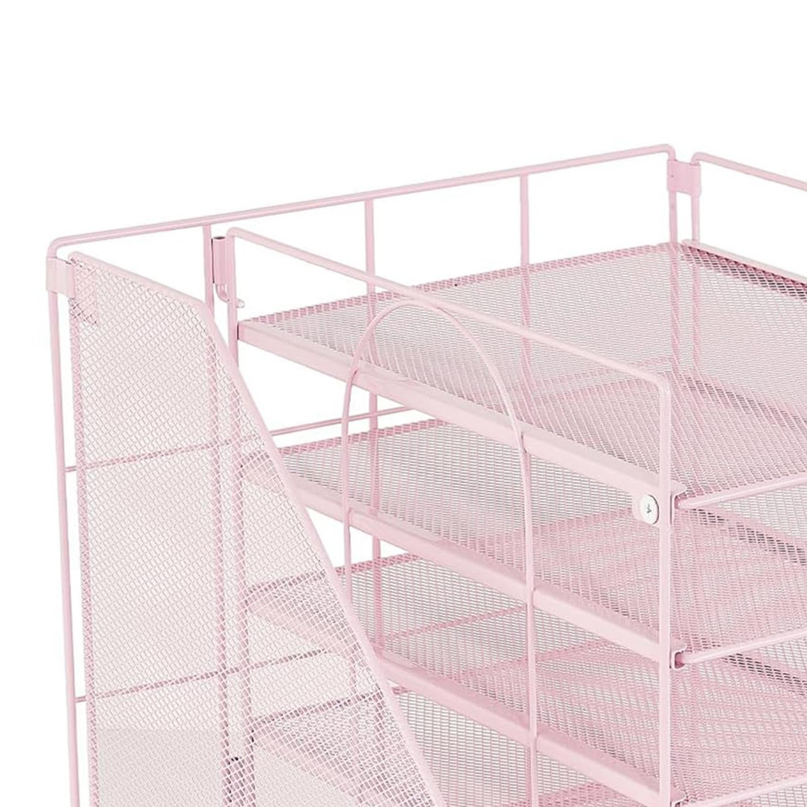 Desk File Organizer Practical Easy Access 5 Layer for School Study Classroom pink