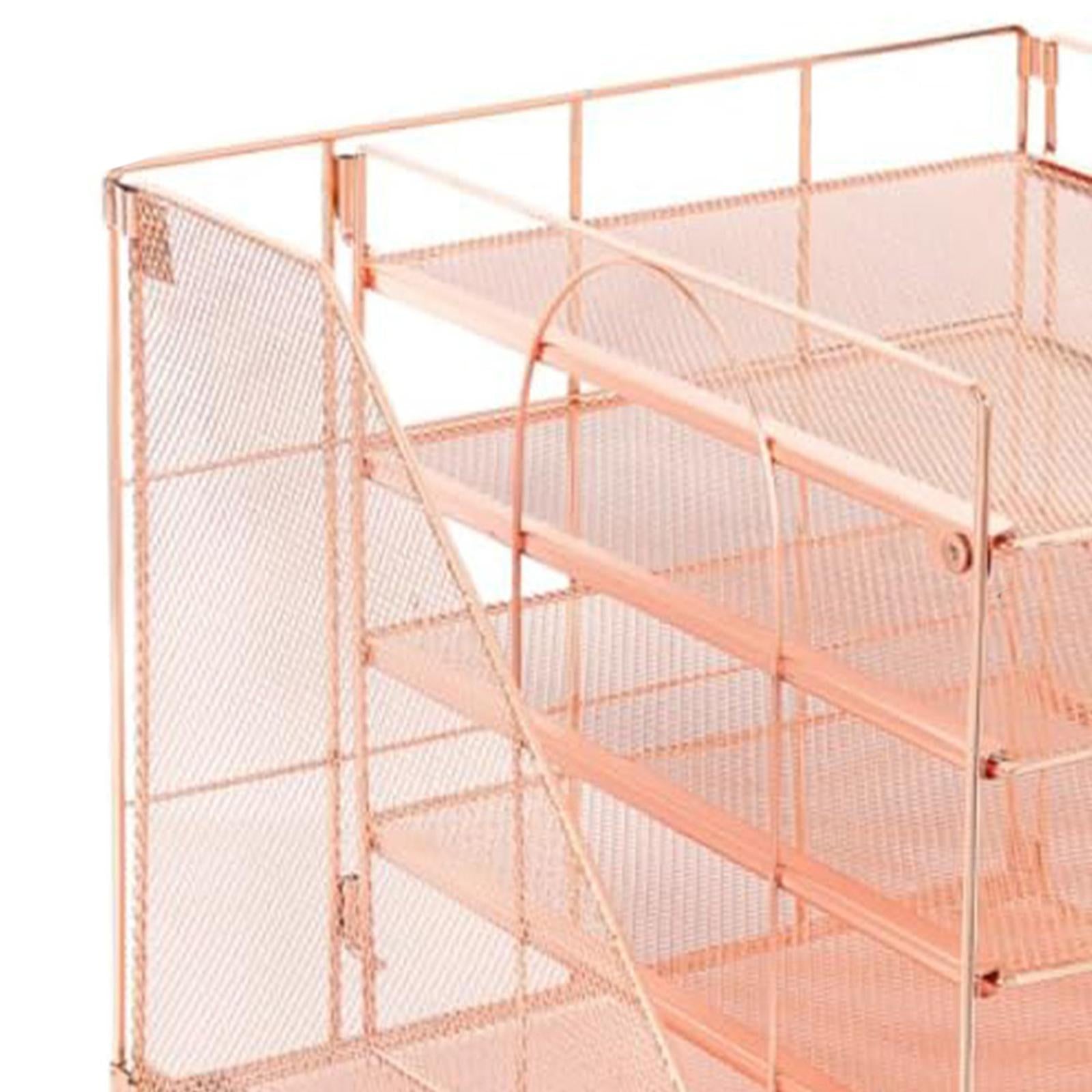 Desk File Organizer Practical Easy Access 5 Layer for School Study Classroom rose gold