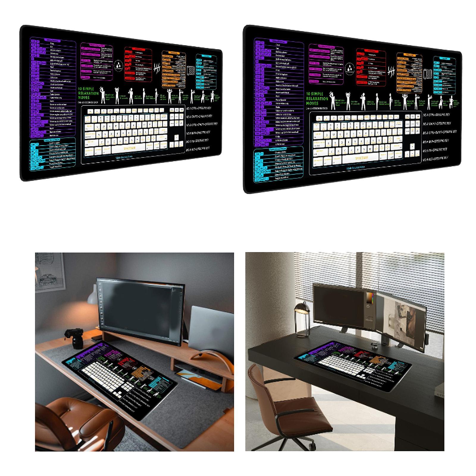 Excel Shortcut Keys Mouse Pad Comfortable Waterproof Desk Protector Non Slip 80x30x0.3cm