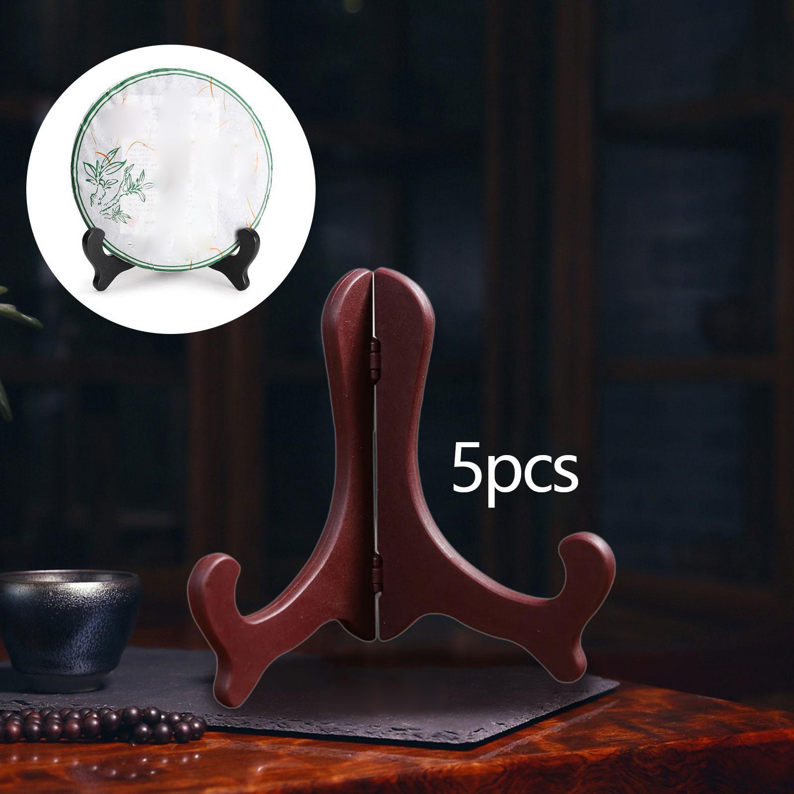 5 Pieces Puerh Tea Cake Display Stands Compact Versatile Table Plate Holders Brown