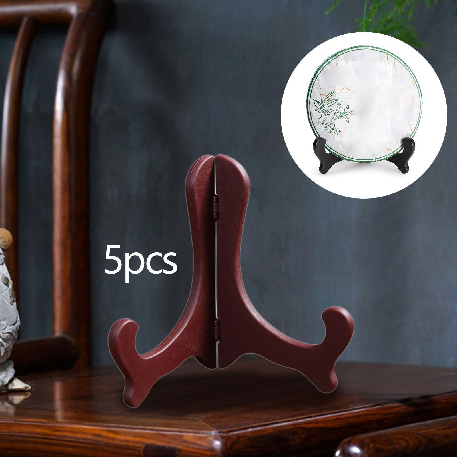 5 Pieces Puerh Tea Cake Display Stands Compact Versatile Table Plate Holders Brown