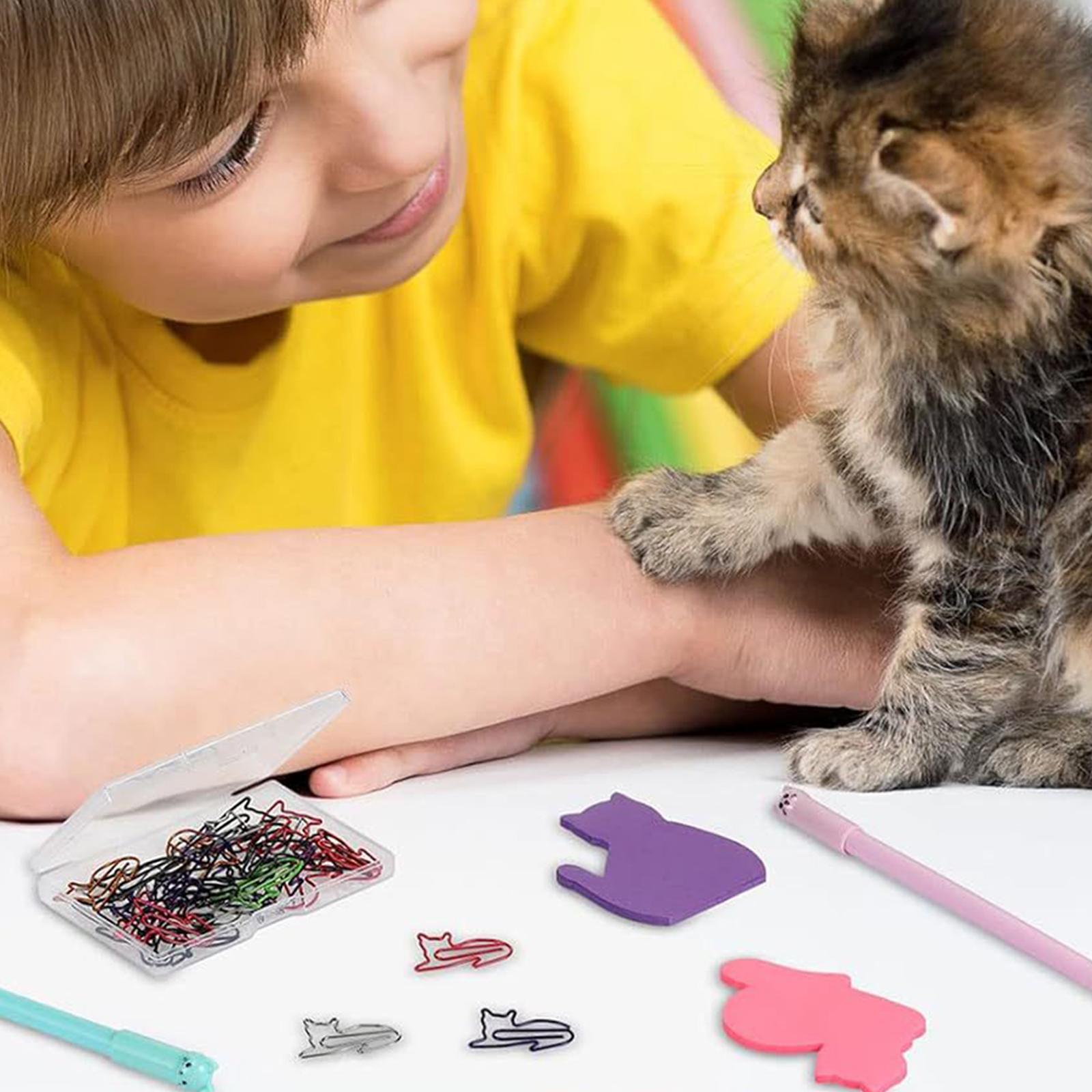 Cat Shaped Stationery Set Creative 30 Pcs Paper Clips for Office Home