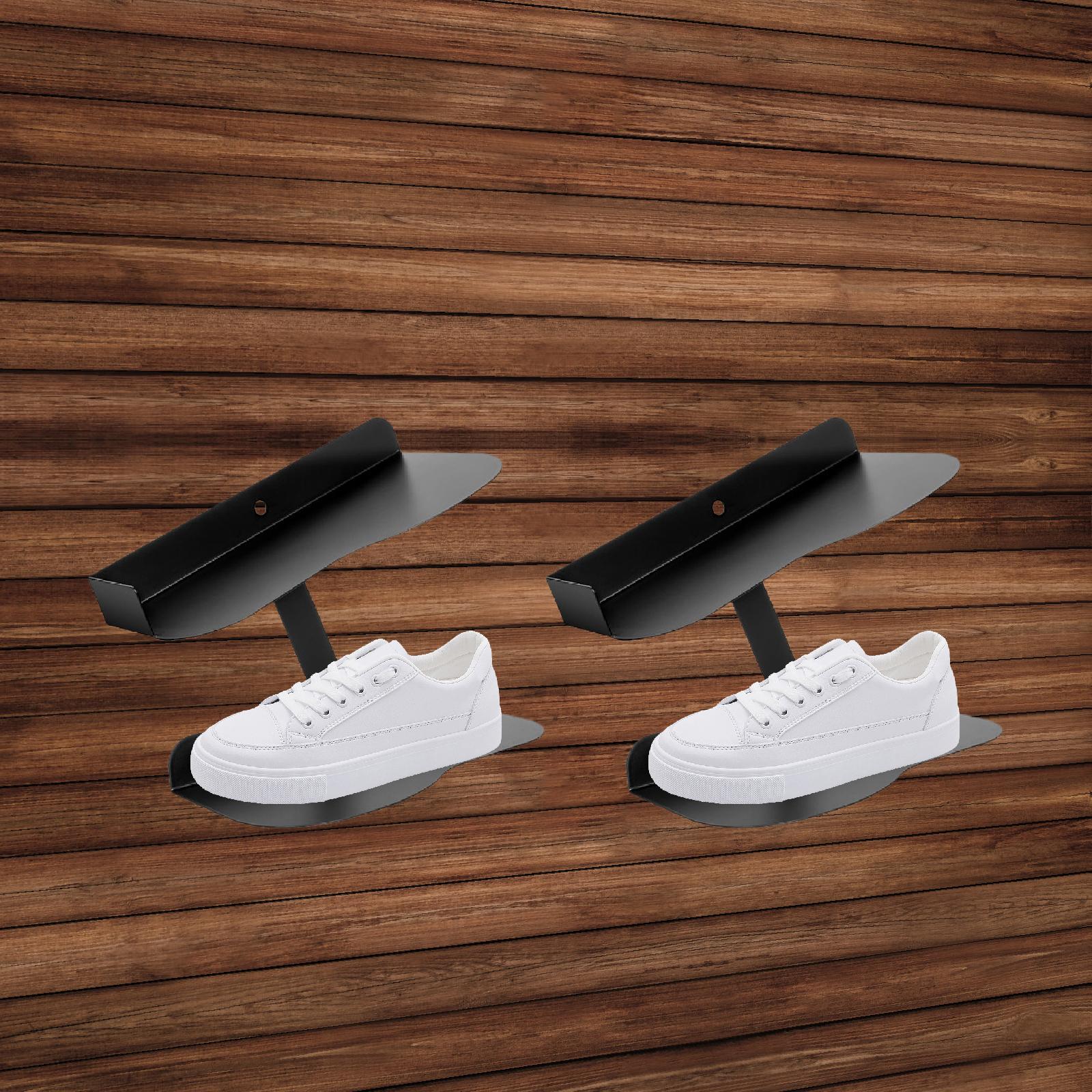2 Pieces Floating Shoe Display Shelves Shoe Shelves for Exhibition Dormitory Right Angle