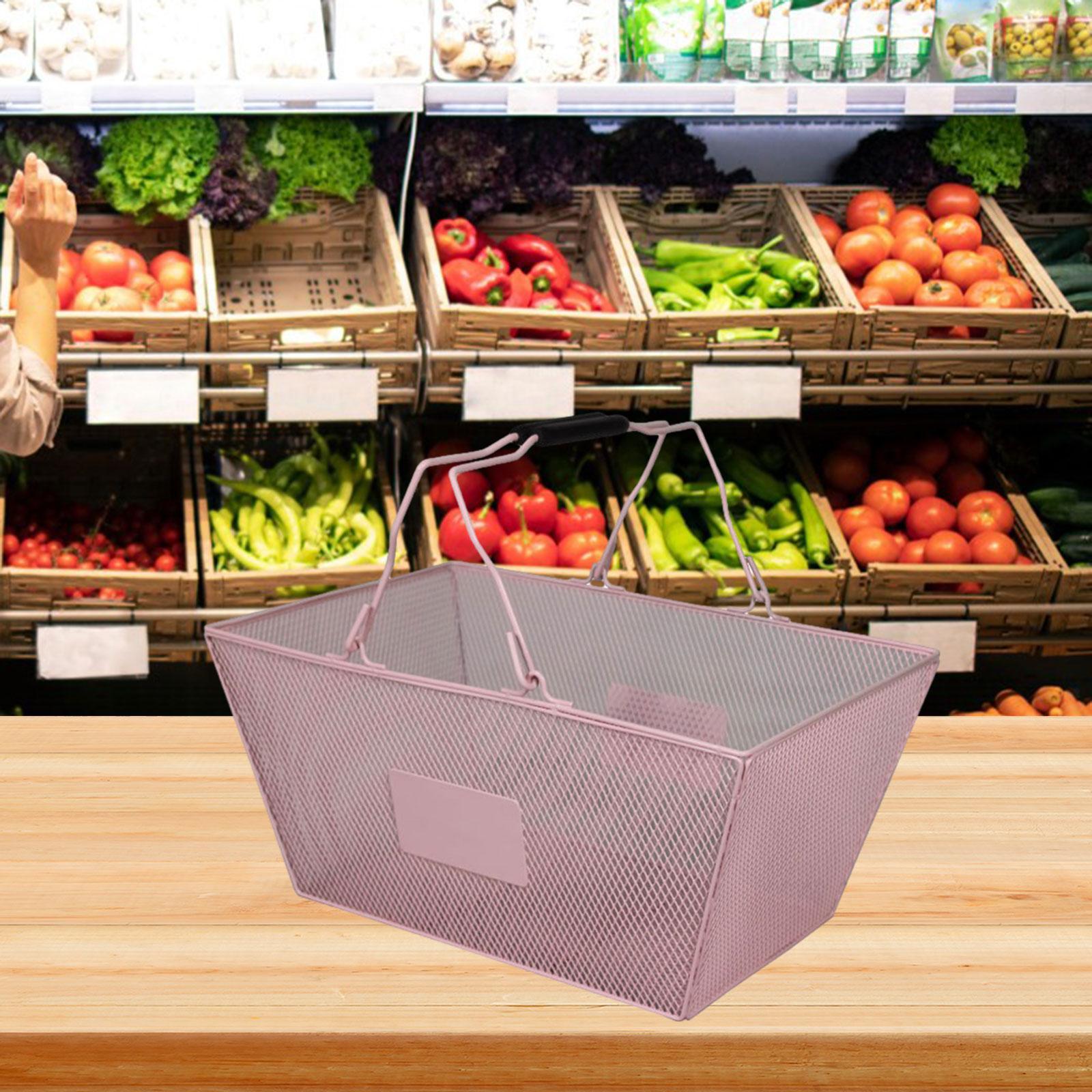 Shopping Basket with Handles Beauty Store Handbasket for Convenience Kitchen Pink
