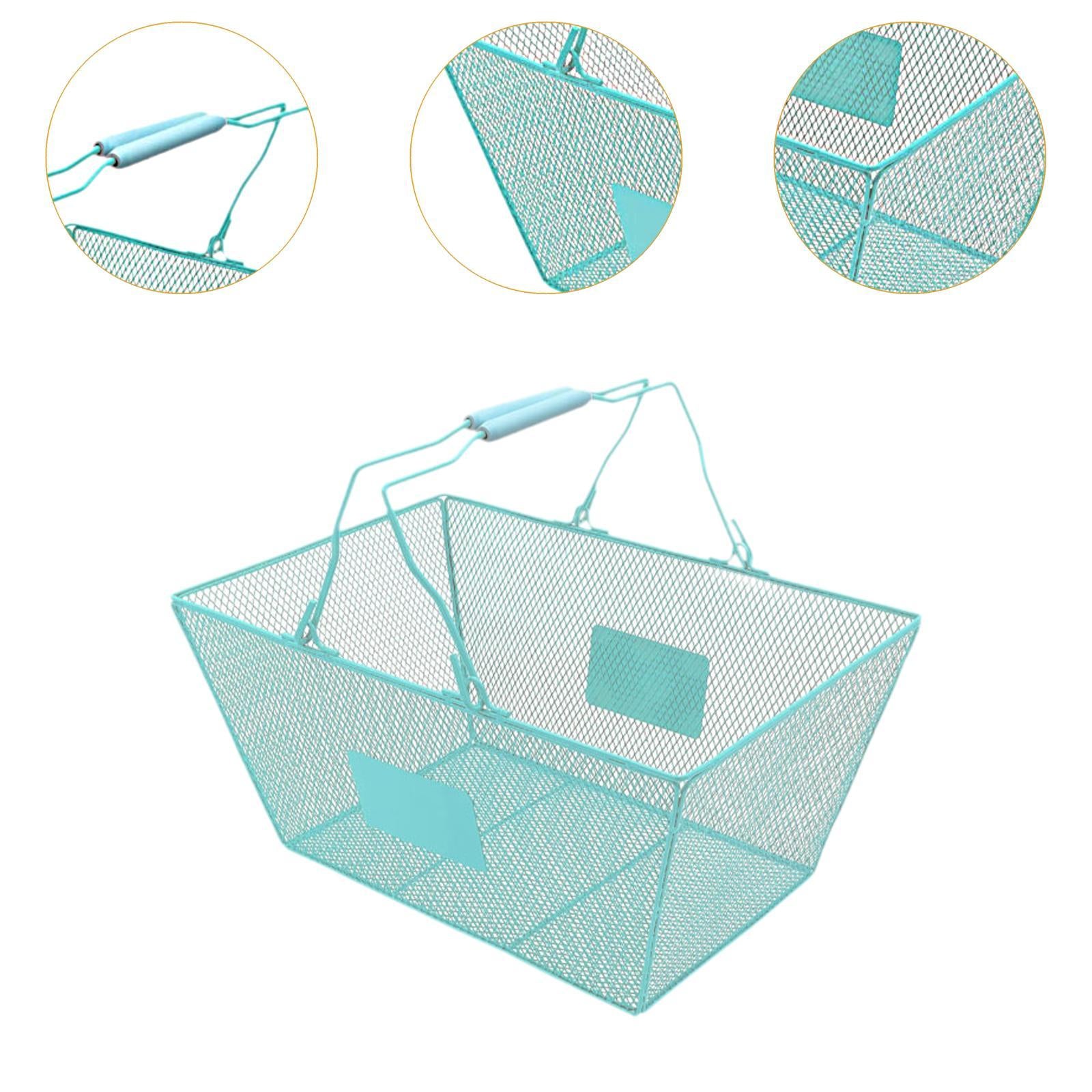 Shopping Basket with Handles Beauty Store Handbasket for Convenience Kitchen Blue