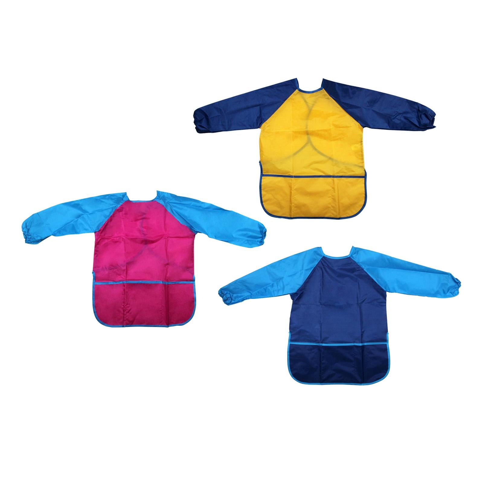 Kids Art Smock with Pocket Supplies Painting Apron for Kitchen Eating Baking Yellow