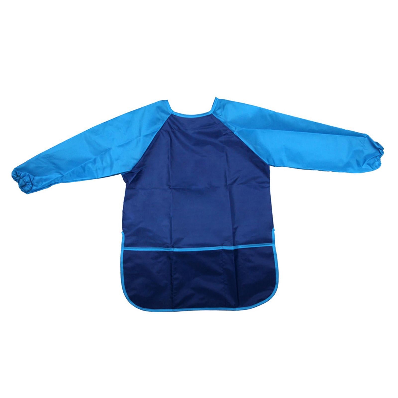 Kids Art Smock with Pocket Supplies Painting Apron for Kitchen Eating Baking Blue
