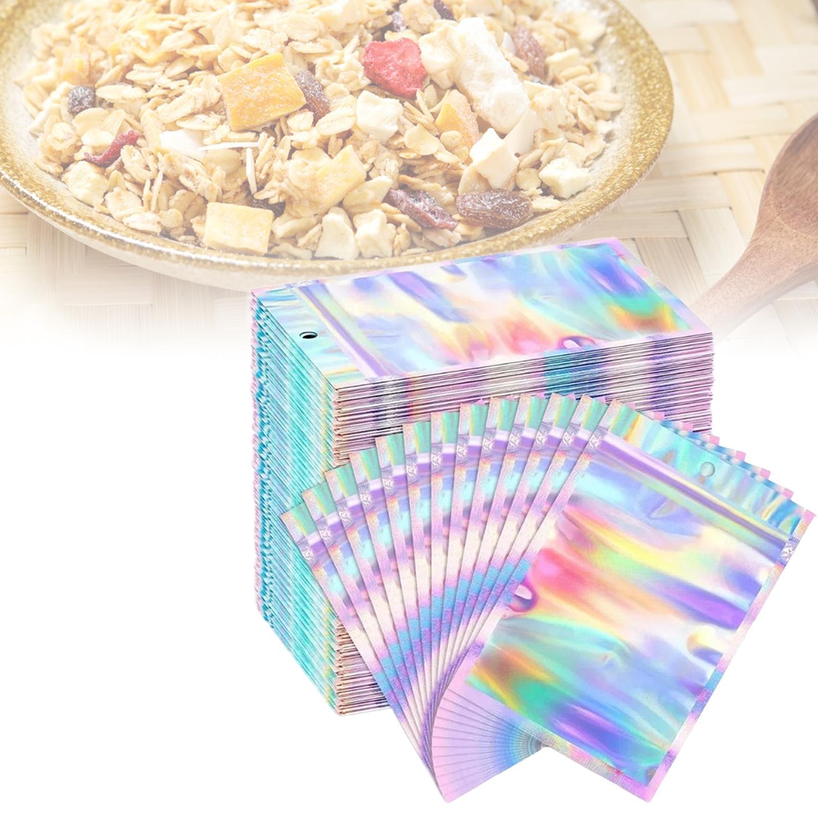 500 Pieces Holographic Resealable Bags 4x6 inch Organization Smellproof Bags