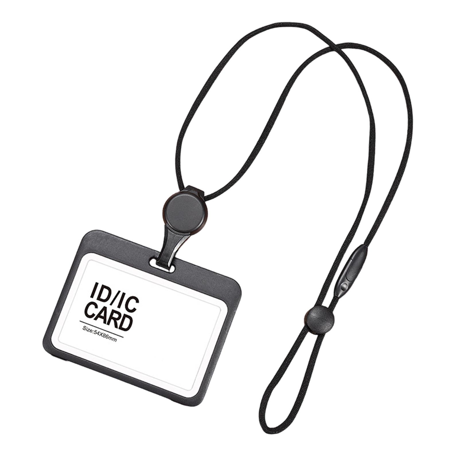 Badge Holder Business Supplies Protector Cover Case for Office School Doctor Black Horizontal