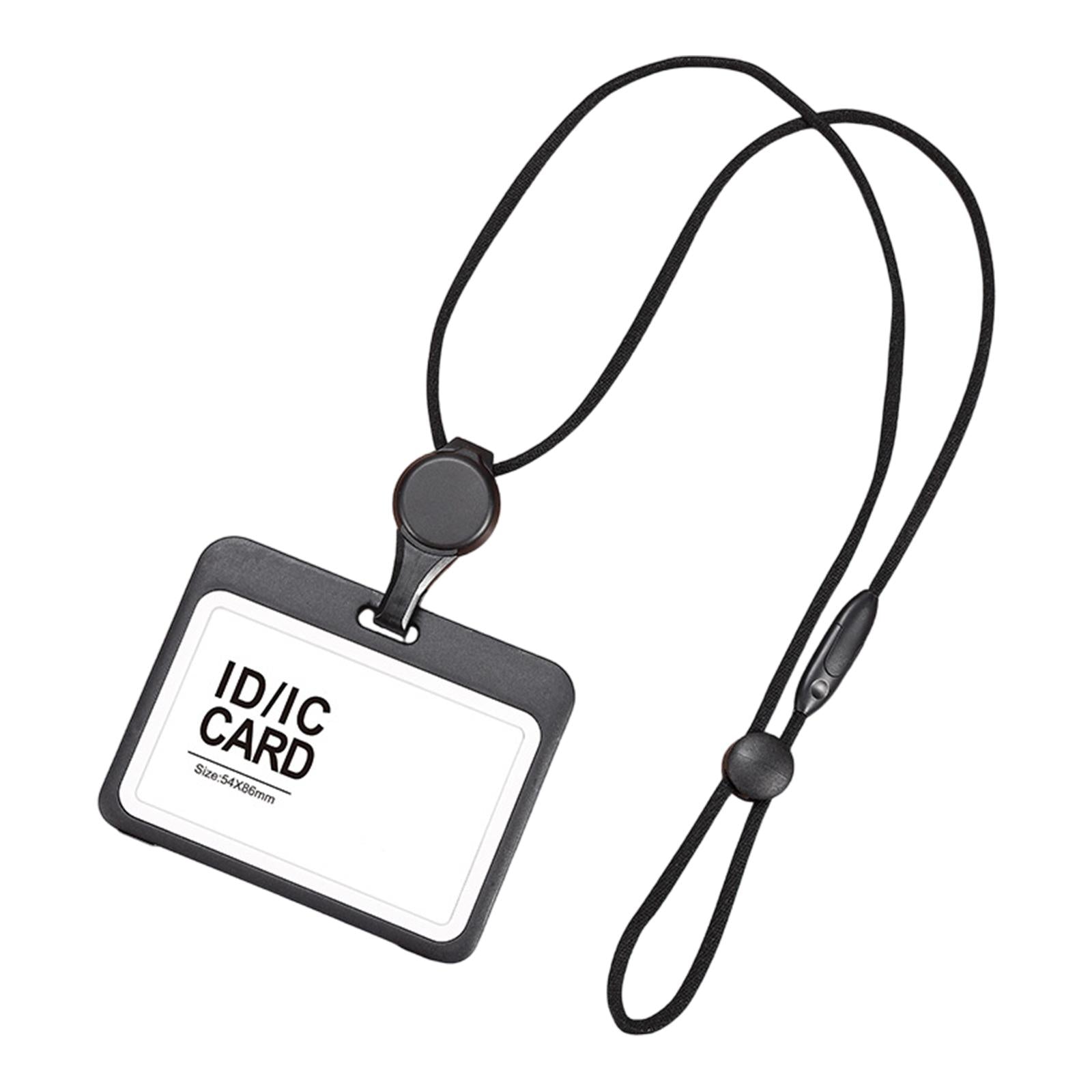 Badge Holder Business Supplies Protector Cover Case for Office School Doctor Black Horizontal
