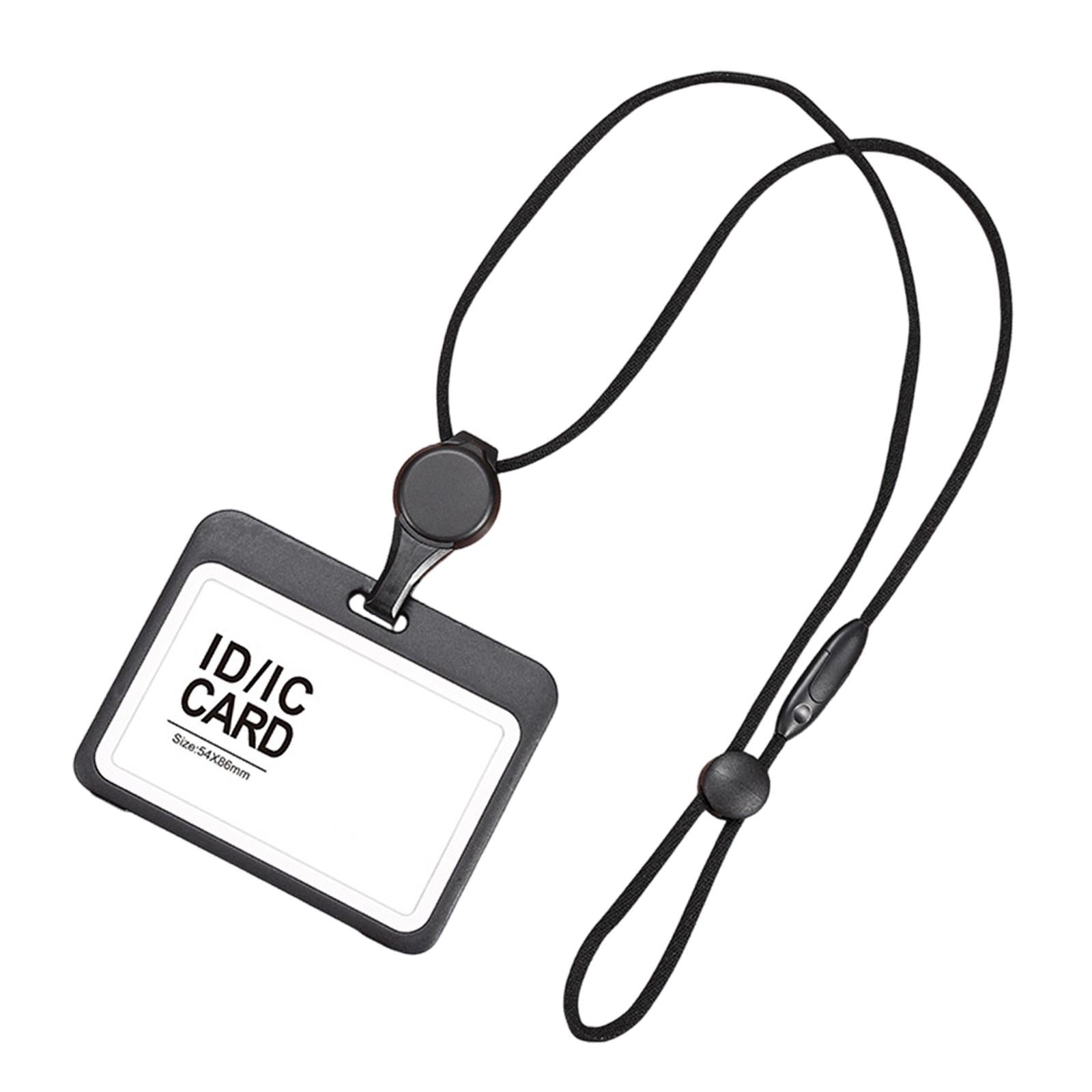 Badge Holder Business Supplies Protector Cover Case for Office School Doctor Black Horizontal