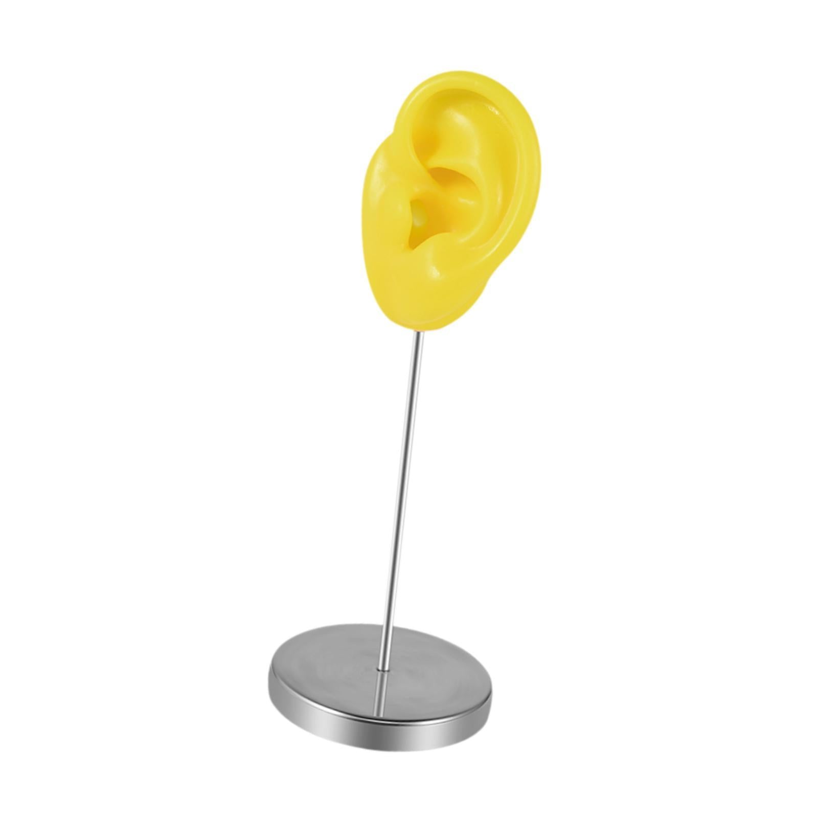 Silicone Ear Model Organizer Reusable Realistic Earring Display Stand Holder Yellow Left
