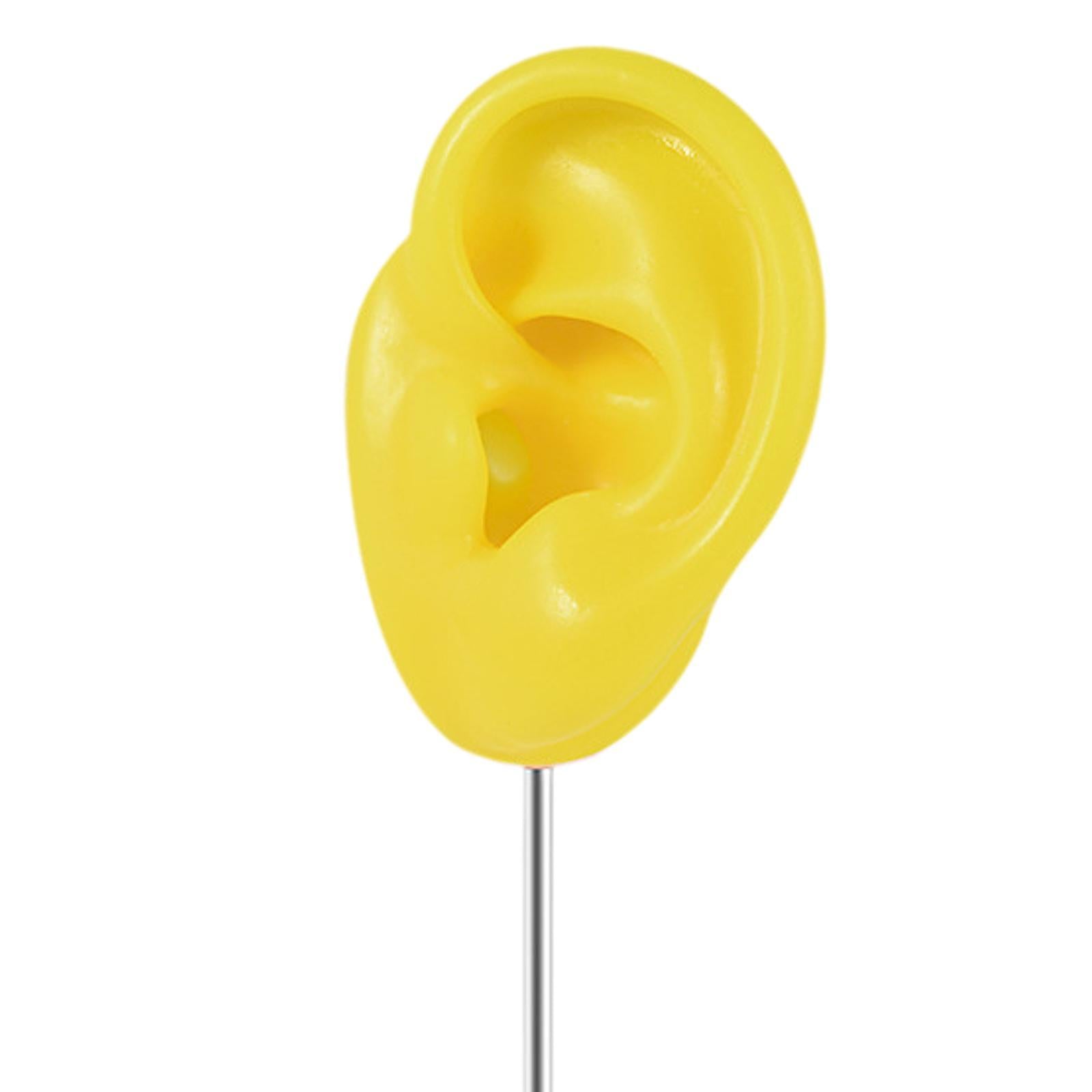 Silicone Ear Model Organizer Reusable Realistic Earring Display Stand Holder Yellow Left