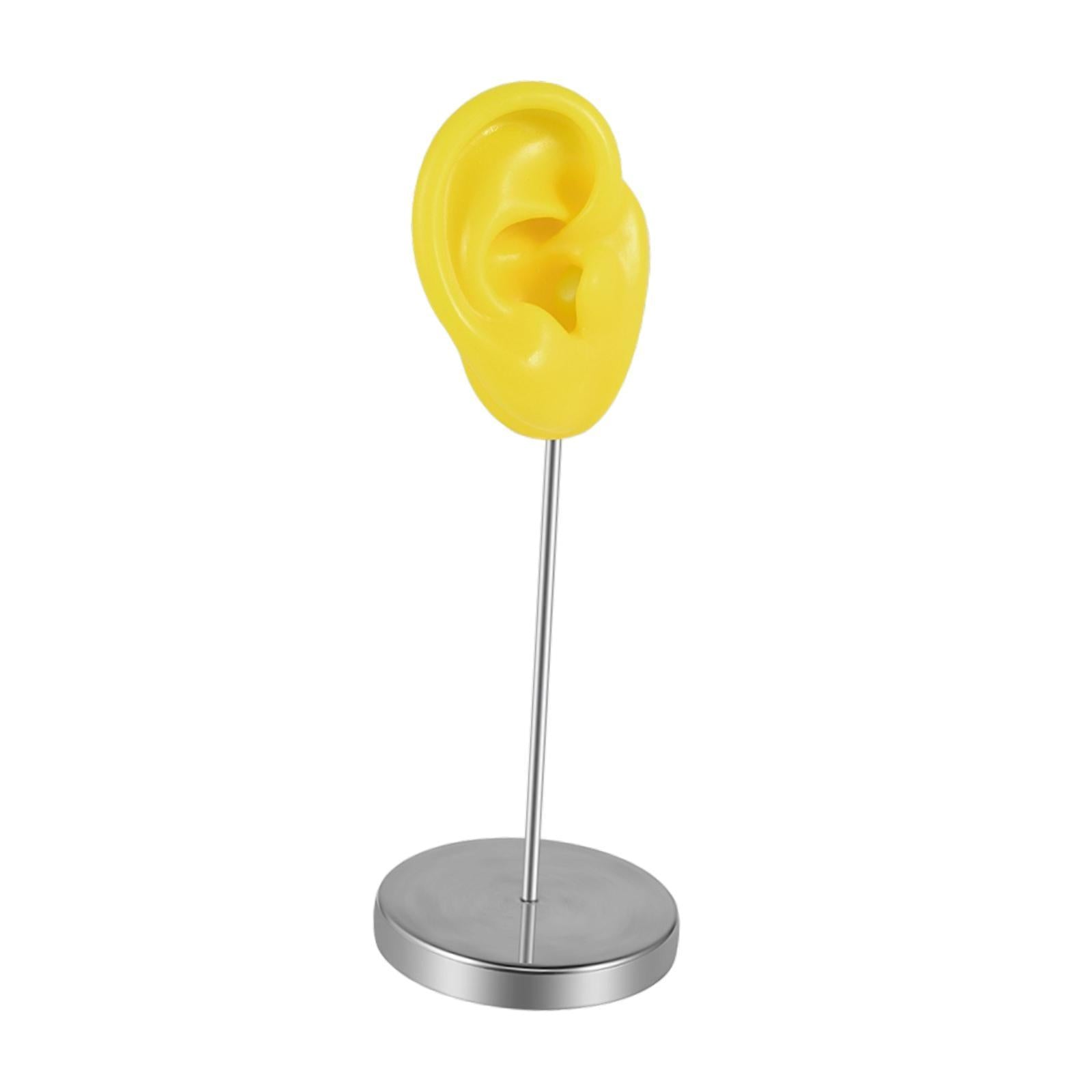 Silicone Ear Model Organizer Reusable Realistic Earring Display Stand Holder Yellow Right